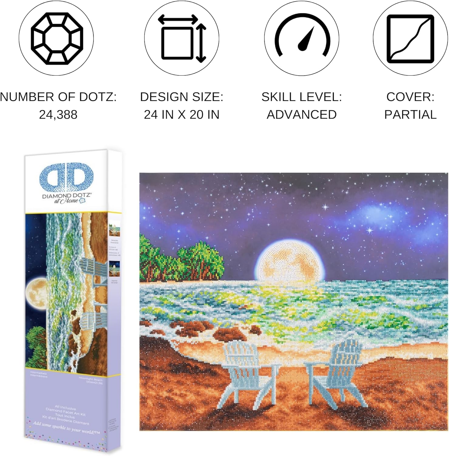 DIAMON DOT a Hom Moonligh Beac Diamon Paintin Kit fo Adult Diamon Ar Kit Relaxin Creativ Craf Ki wit Dot Gem 24x20