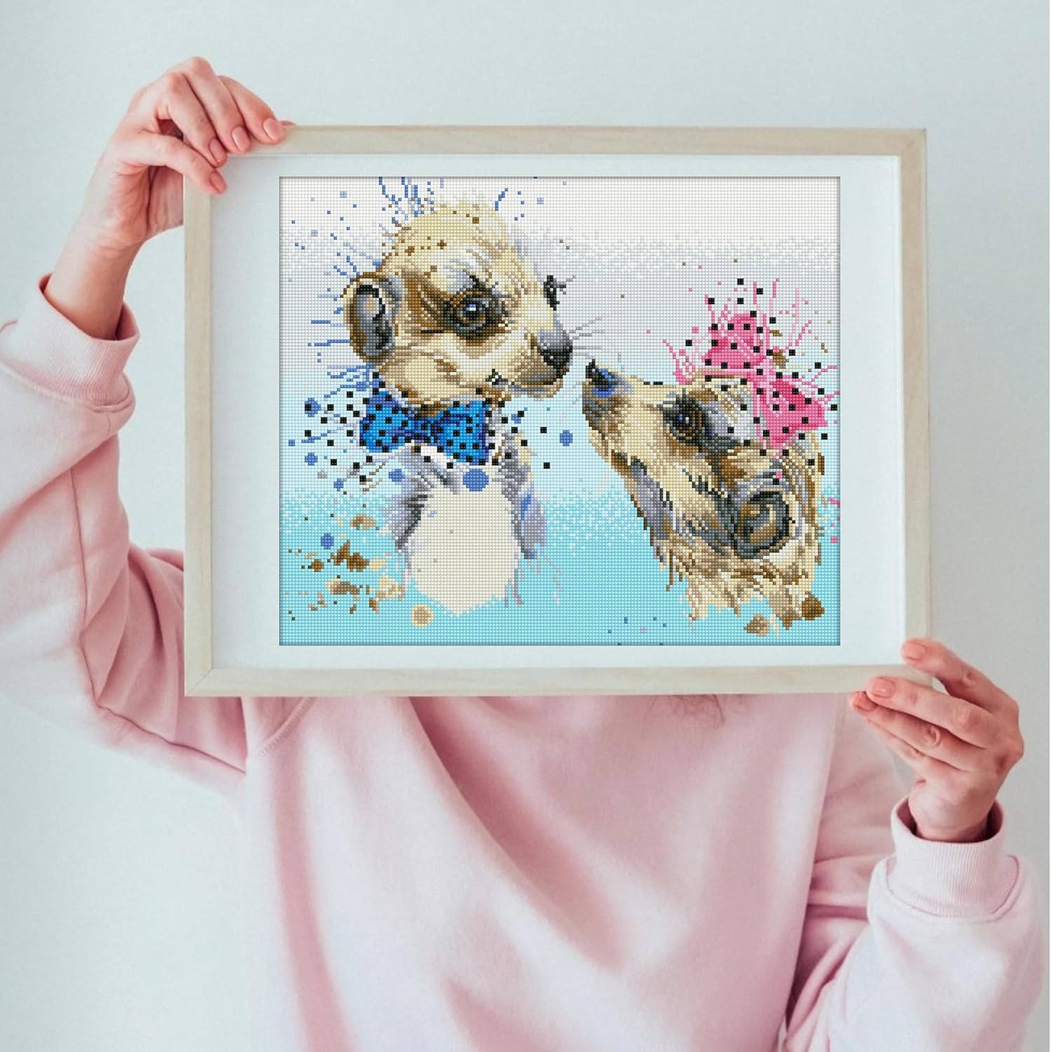 DIAMON DOT Meerl Lov Meerka Diamon Paintin Kit fo Adult Diamon Ar Kit Relaxin Creativ Craf Ki wit Dot Gem 16.5inchx19.7inch