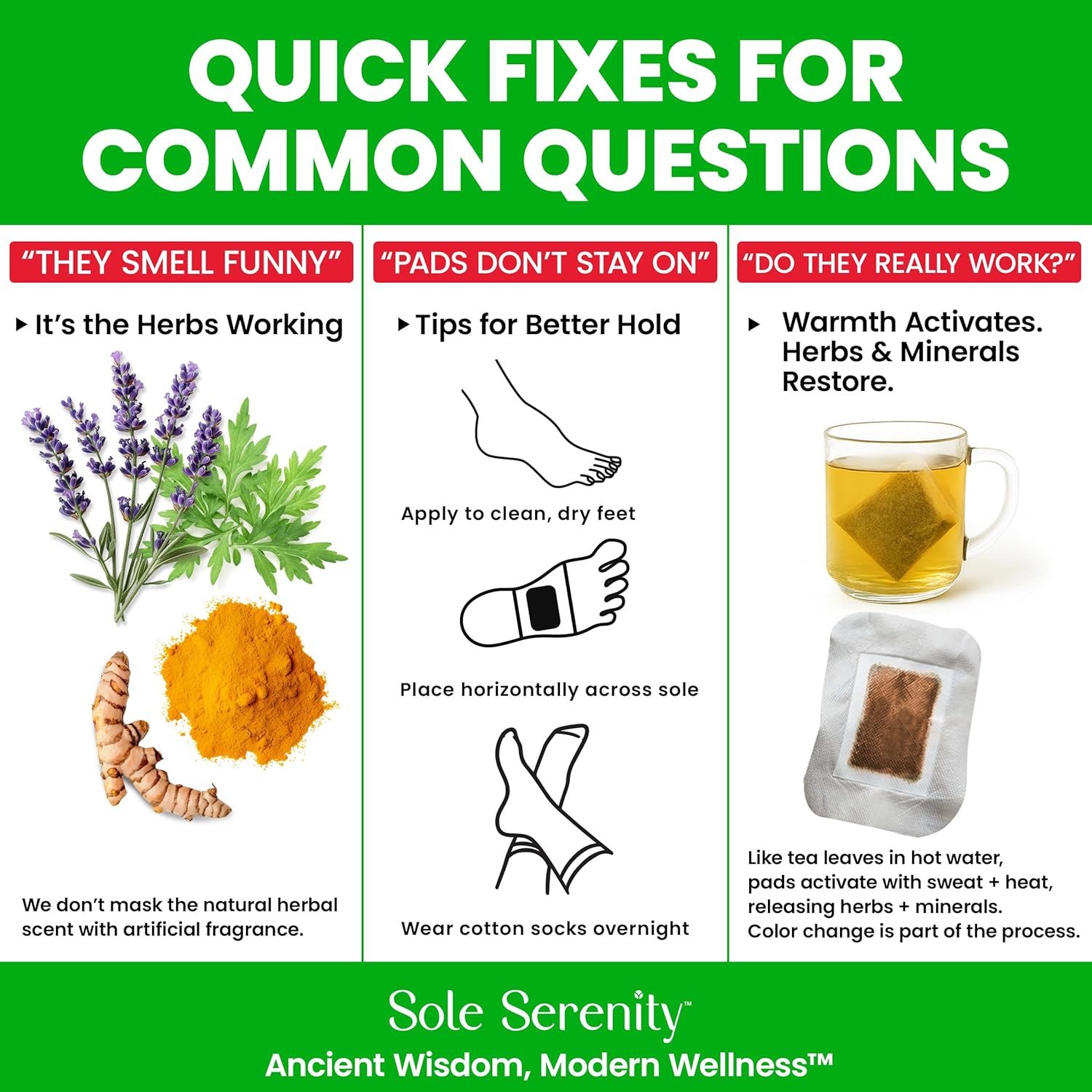 Sol Serenit Foo Pad Zeolit Mineral Ginge Root Wormwood Bambo Vinegar Foo Sp fo Ach Fee ( Pack)