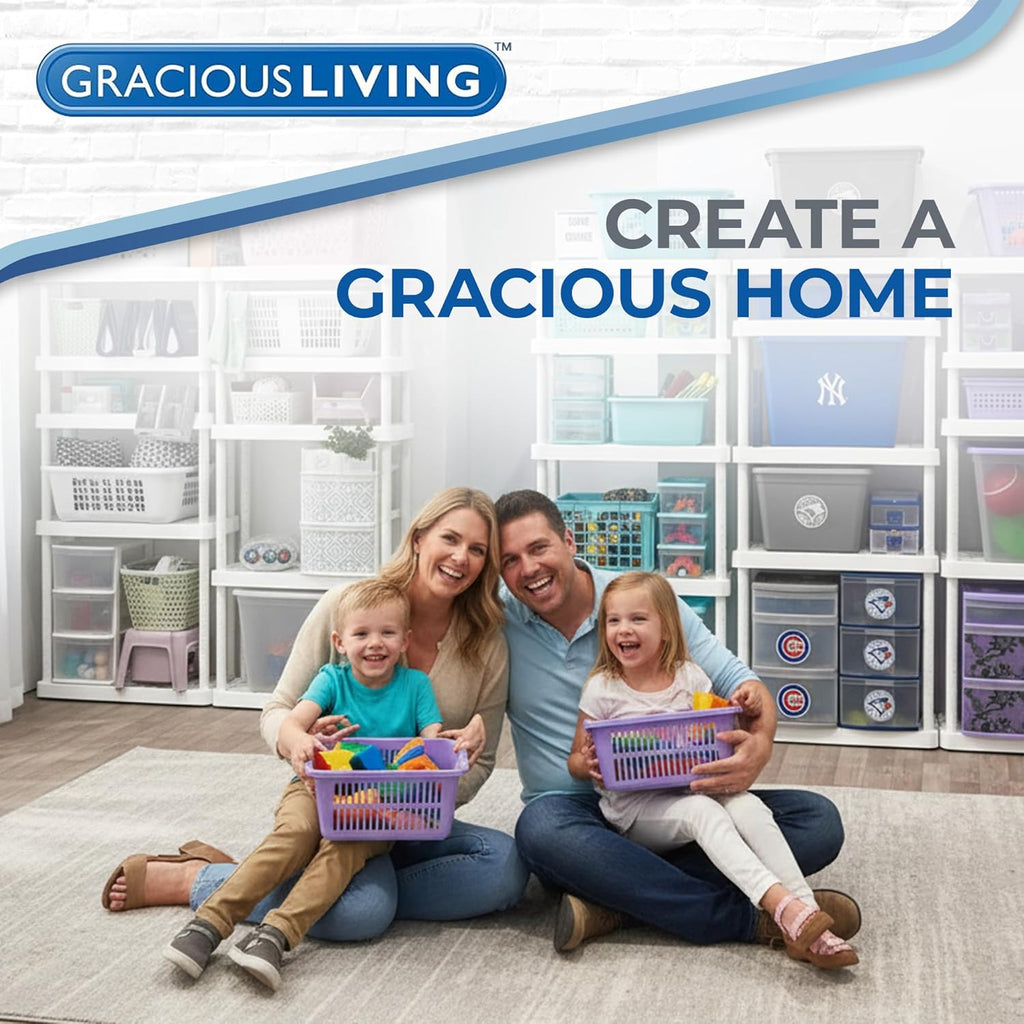 Gracious Living 2-Pack 5 Shelf Unit, Storage Shelves and Rack for Home & Garage, Black - Multipurpose and Heavy-Duty Plastic Shelving Organizer - Ideal for Kitchen, Closet, and Pantry