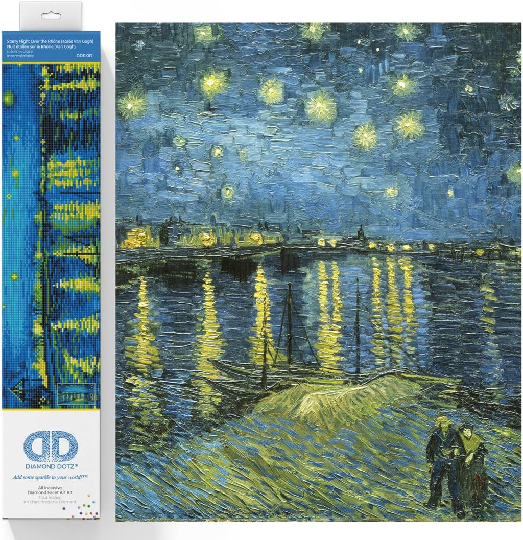 DIAMON DOT Starr Nigh Ove Th Rh?n (apr? Va Gogh Diamon Paintin Kit fo Adult Diamon Ar Kit Relaxin Creativ Craf Ki wit Dot Gems