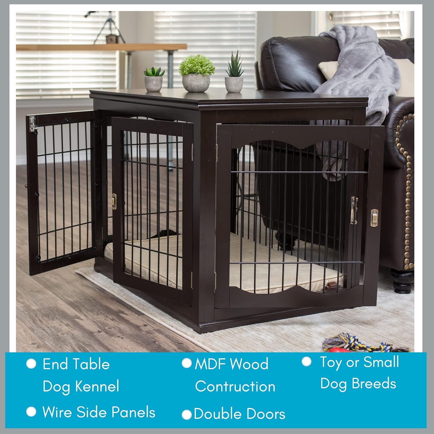 INTERNET' BES Decorativ Do Kenne wit Pe Bed Smal Pe House Doubl Doo Indoo Crate Engineere Woo Wir Furniture Sid Tabl Nightstand Fit Smal Dog Espresso