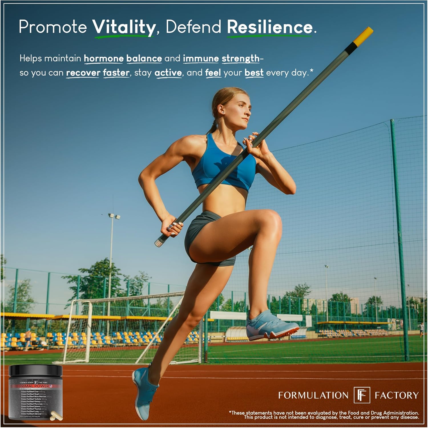 Formulation Factory Primal Power 10-in-1 Grass-Fed Organ Supplement with Beef Liver, Heart, Marrow, Testicle, Kidney, Supports Vitality, Hormones, Energy, Immunity (6 Month Supply, 360 Capsules)