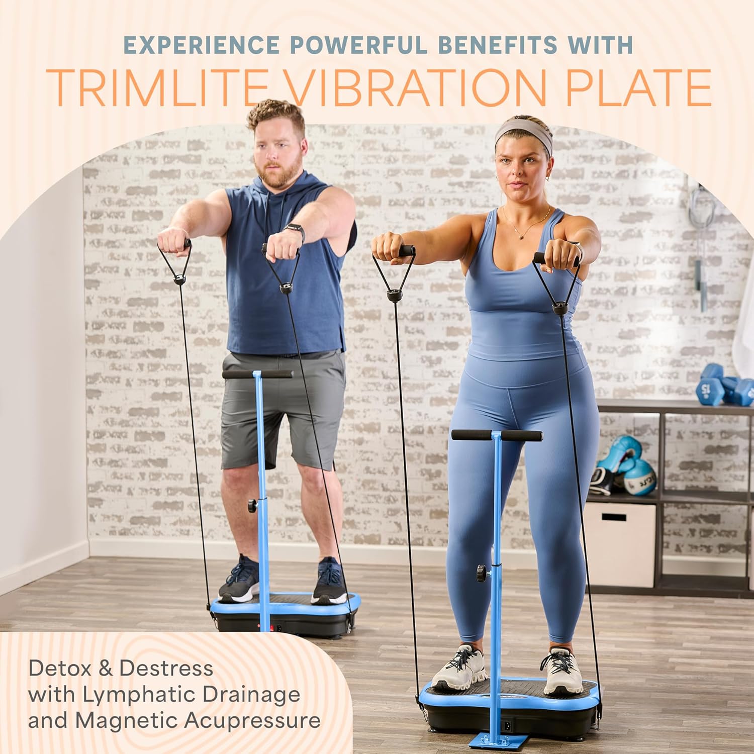 Lifepro TrimLite Vibration Plate Exercise Machine with Handlebars ¨C Whole Body Vibration Platform for Lymphatic Drainage & Weight Loss ¨C 99 Speed Levels, Bluetooth Speaker, Resistance Bands & Remote
