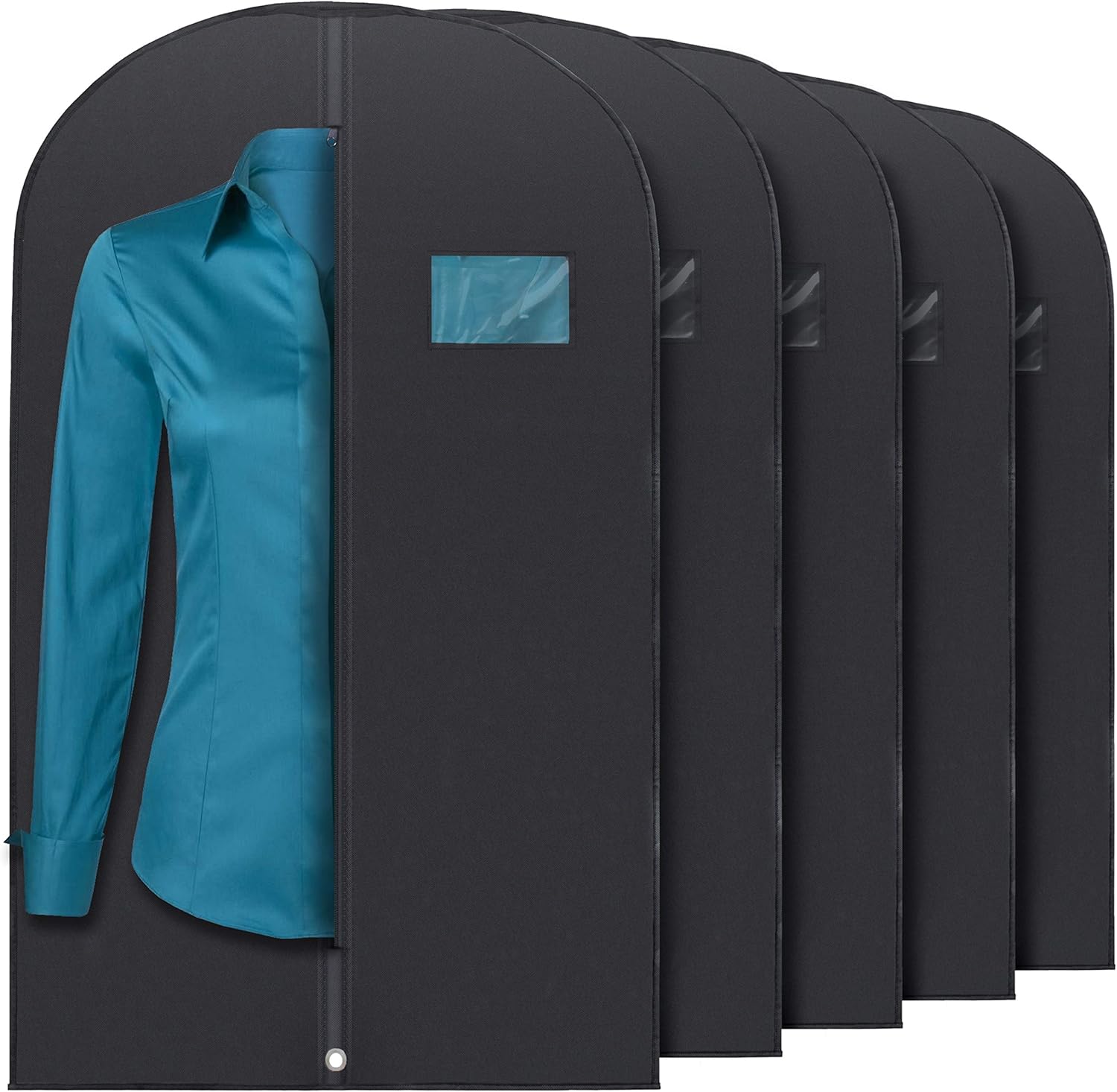 Plixio 40inch Black Garment Bags Suit Bag for Travel Clothing Storage of Dresses, Shirts, Fur Coats, Jackets Dance Costumes - Hanging Suit Cover for Men Women Closet Storage Garment Protector