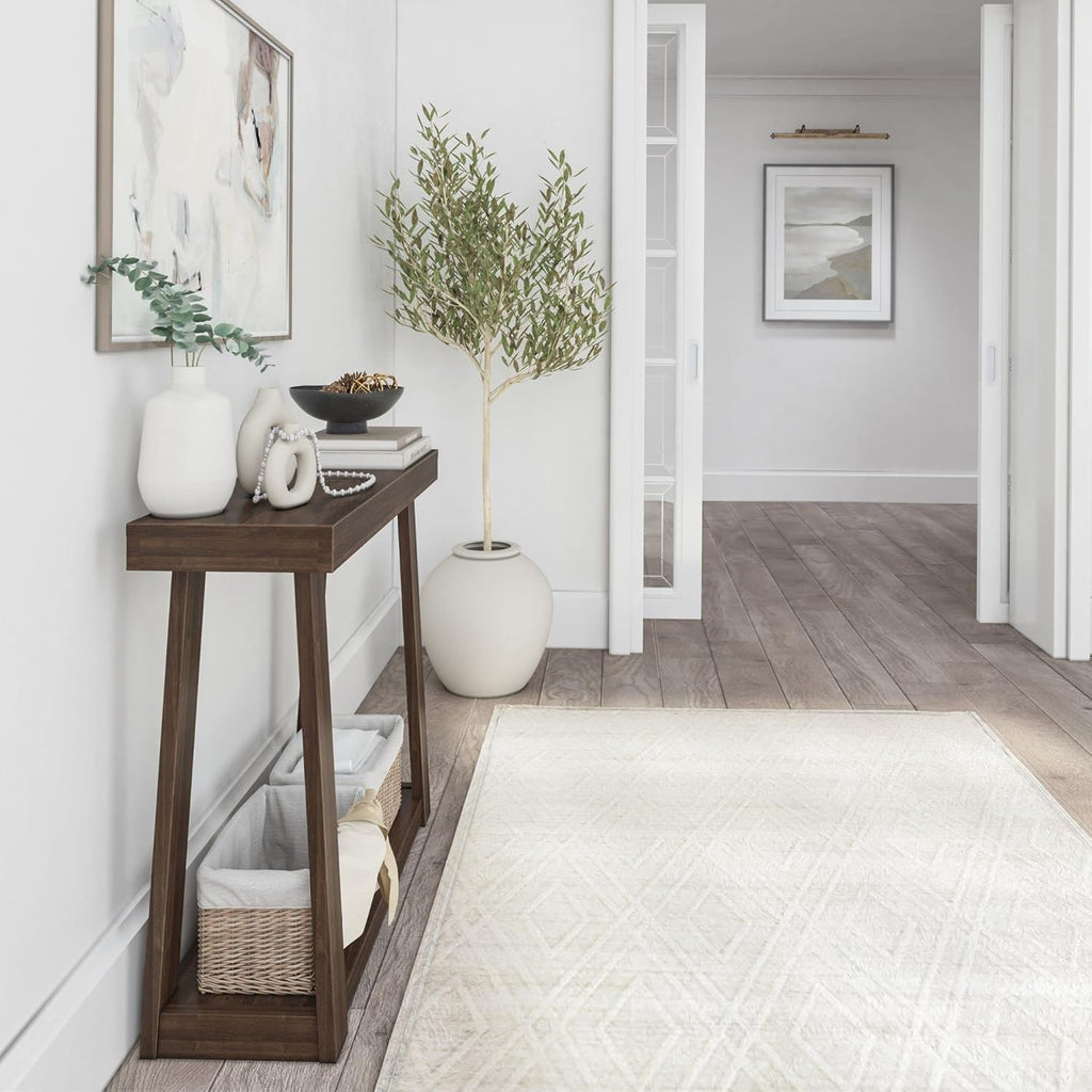 Plank+Beam Solid Wood Console Table with Storage, 36 Inch, Sofa Table with Shelf, Narrow Entryway Table for Hallway, Behind The Couch, Living Room, Foyer, Easy Assembly, Walnut