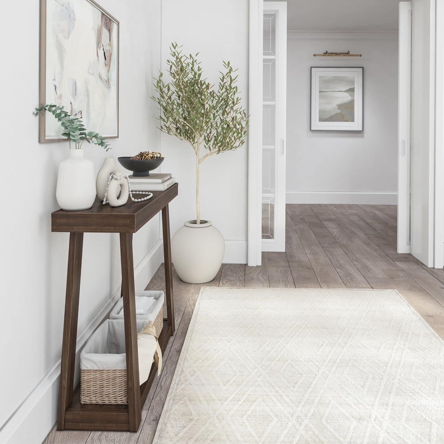 Plank+Beam Solid Wood Console Table with Storage, 36 Inch, Sofa Table with Shelf, Narrow Entryway Table for Hallway, Behind The Couch, Living Room, Foyer, Easy Assembly, Walnut