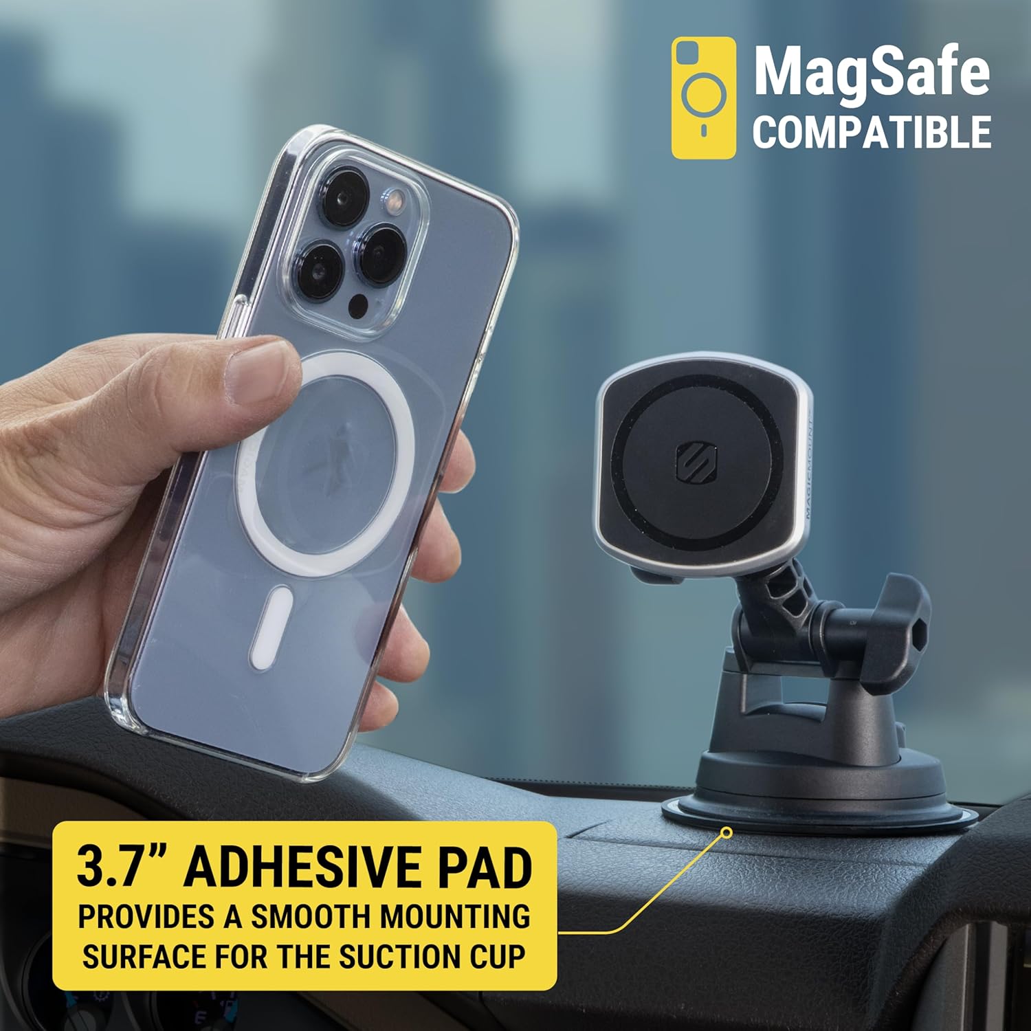 Scosche MP2WDHD MagicMount? Pro2 Heavy Duty, Extra-Strong Suction Cup Cell Phone Mount, Windshield/Dashboard Magnetic Phone Holder with Anti-Shake Stabilizer for iPhone, Android, Tablet, Car, Truck