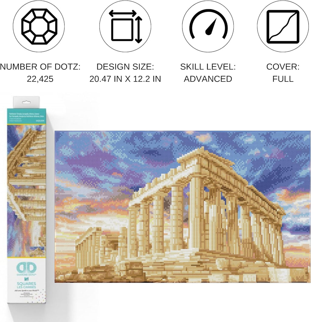 DIAMON DOT Partheno Temple Acropolis Athens Greec Diamon Paintin Kit fo Adult Diamon Ar Kit Relaxin Creativ Craf Ki wit Dot Gem 20.5x12.2
