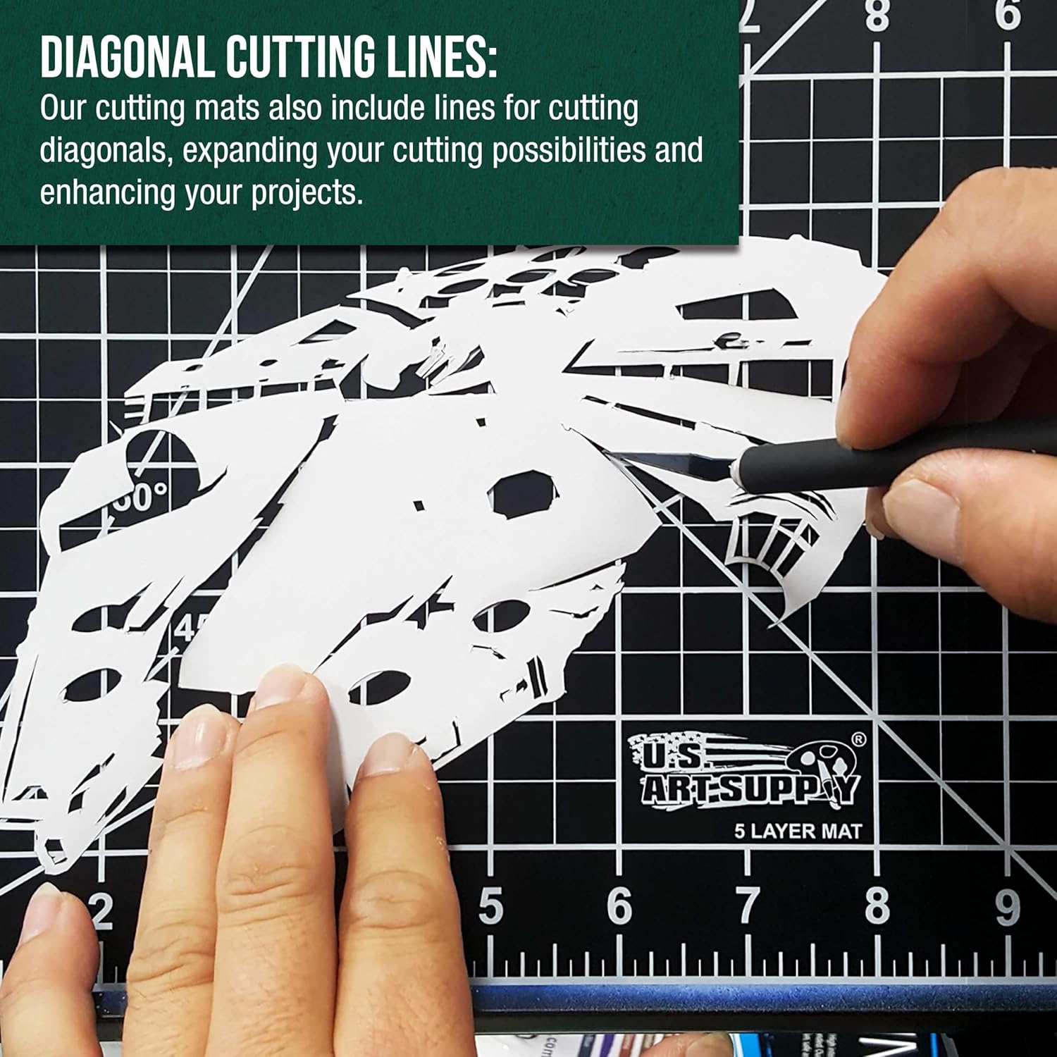 U.S Ar Suppl 40inc 80inc Self-Healin Cuttin Ma 5-Pl Double-Side Green/Blac Craf Mat Non-Sli Cuttin Mat fo Crafts Sewing Quilting Scrapbooking