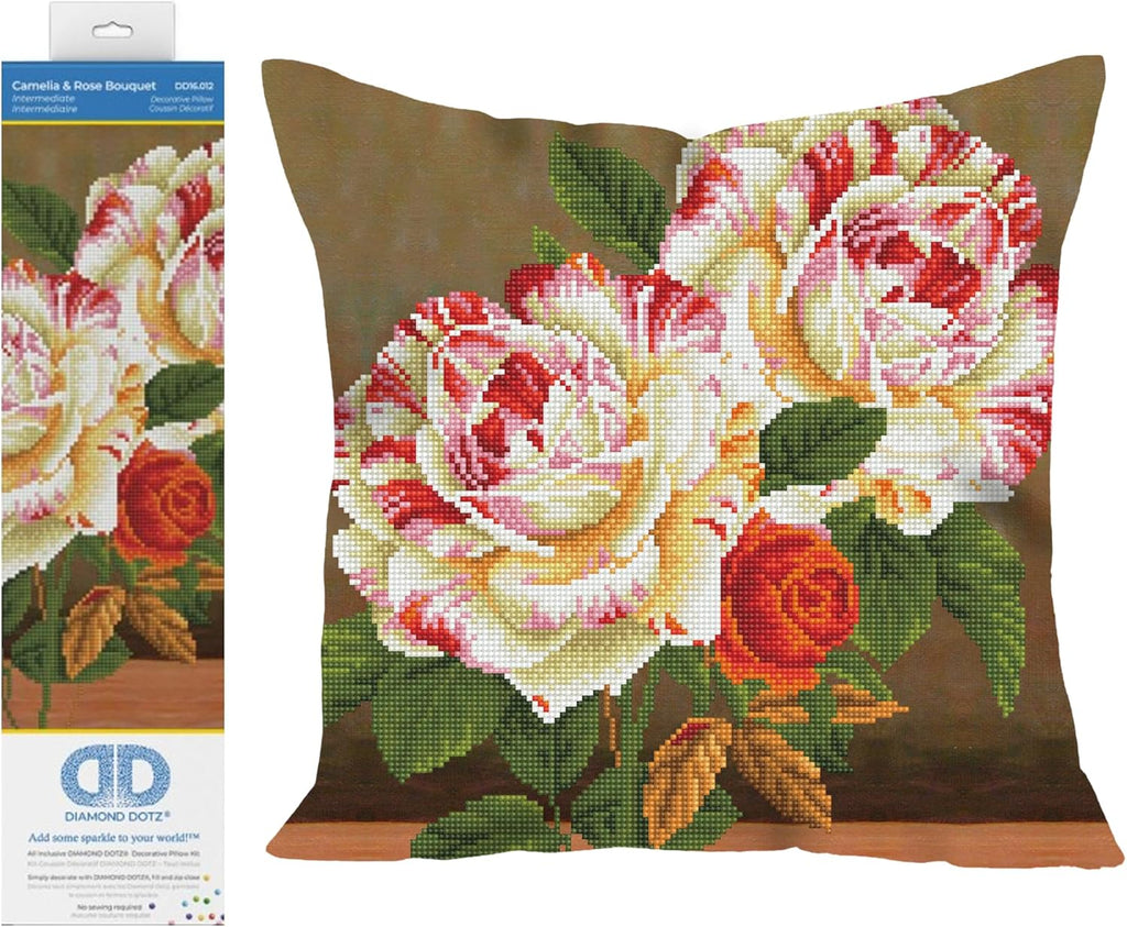 DIAMON DOT Camelli Ros Flora Diamon Paintin Kit fo Adult Diamon Ar Kit Relaxin Creativ Craf Ki wit Dot Gems