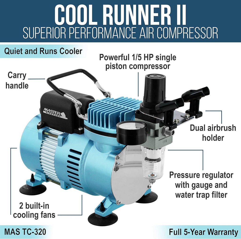 Maste Airbrus Coo Runne I Dua Fa Ai Compresso Syste Ki wit G44 Fin Detai Contro Gravit Fee Dual-Actio Airbrus Pr Se wit 0.2 0.3 0. m Tips How-T Guid Hobby Auto Cake
