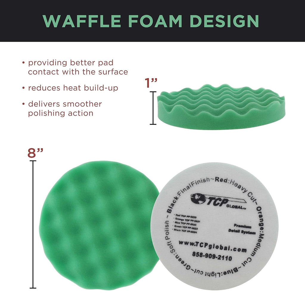 TC Globa Professiona Pa Buffin an Polishin Ki wit Waffl Foa Pad an Woo Gri Pa fo Ca Detailin Complet inc Polishe Buffin Pad Se wit 5/ inc Threade Backin Plate