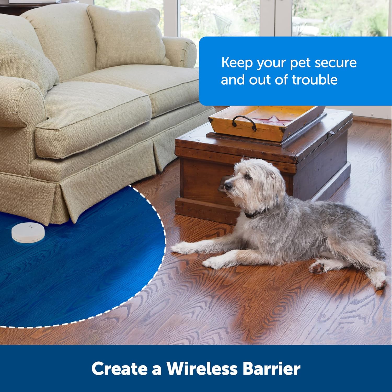 PetSaf Paw Awa Indoo Pe Barrie Battery-Operate Indoo Invisibl Containmen Are wit Adjustabl Compatibl Colla Eas Setu fo Furnitur Protection
