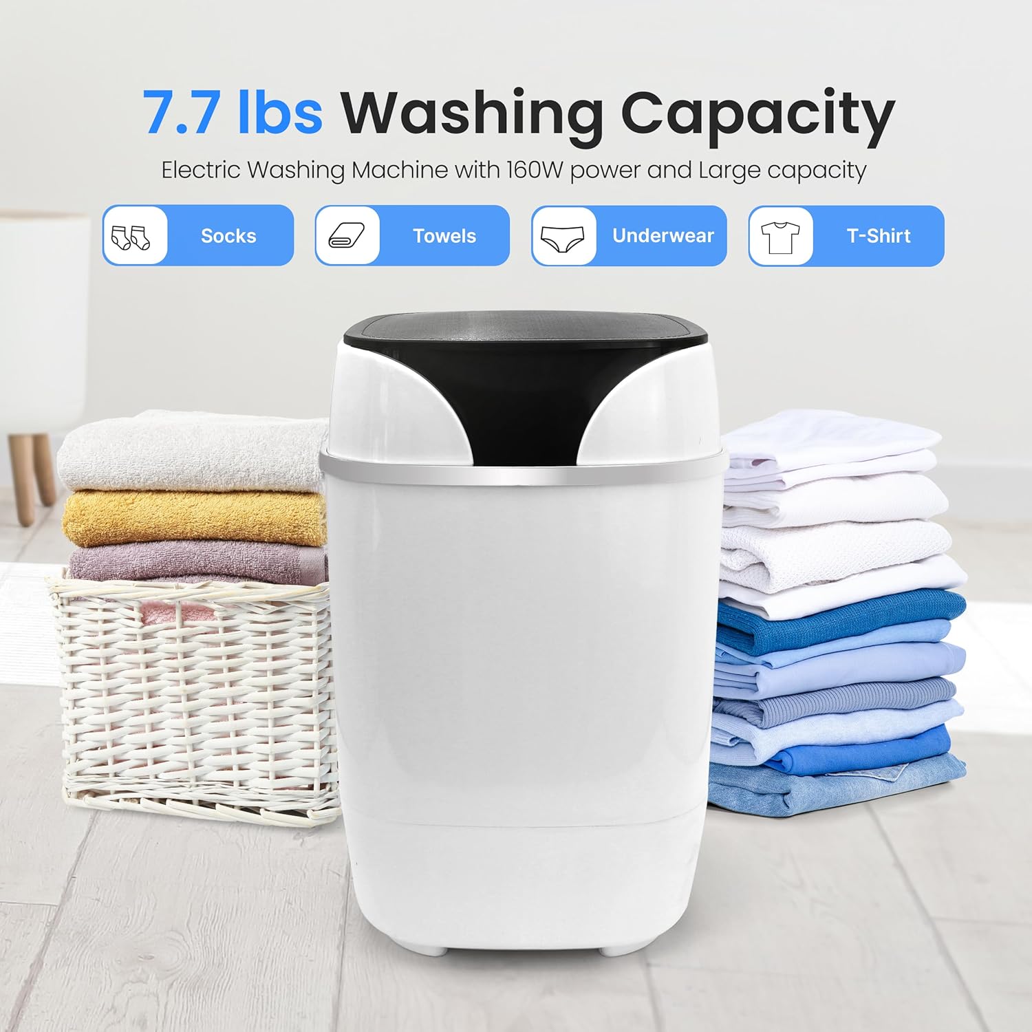 PUCWM20 Portabl Machin Full-Automati Compac Washe wit Washin Program Idea fo RV Dorm Apartmen (White)