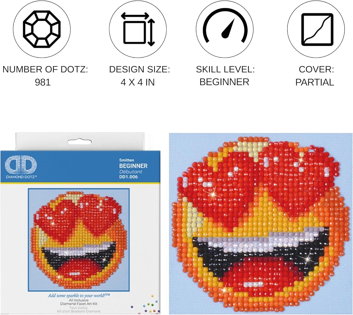 DIAMON DOT Smitte Emoj Diamon Paintin Kit fo Adult Diamon Ar Kit Relaxin Creativ Craf Ki wit Dot Gem 4.2inchx4.2inch