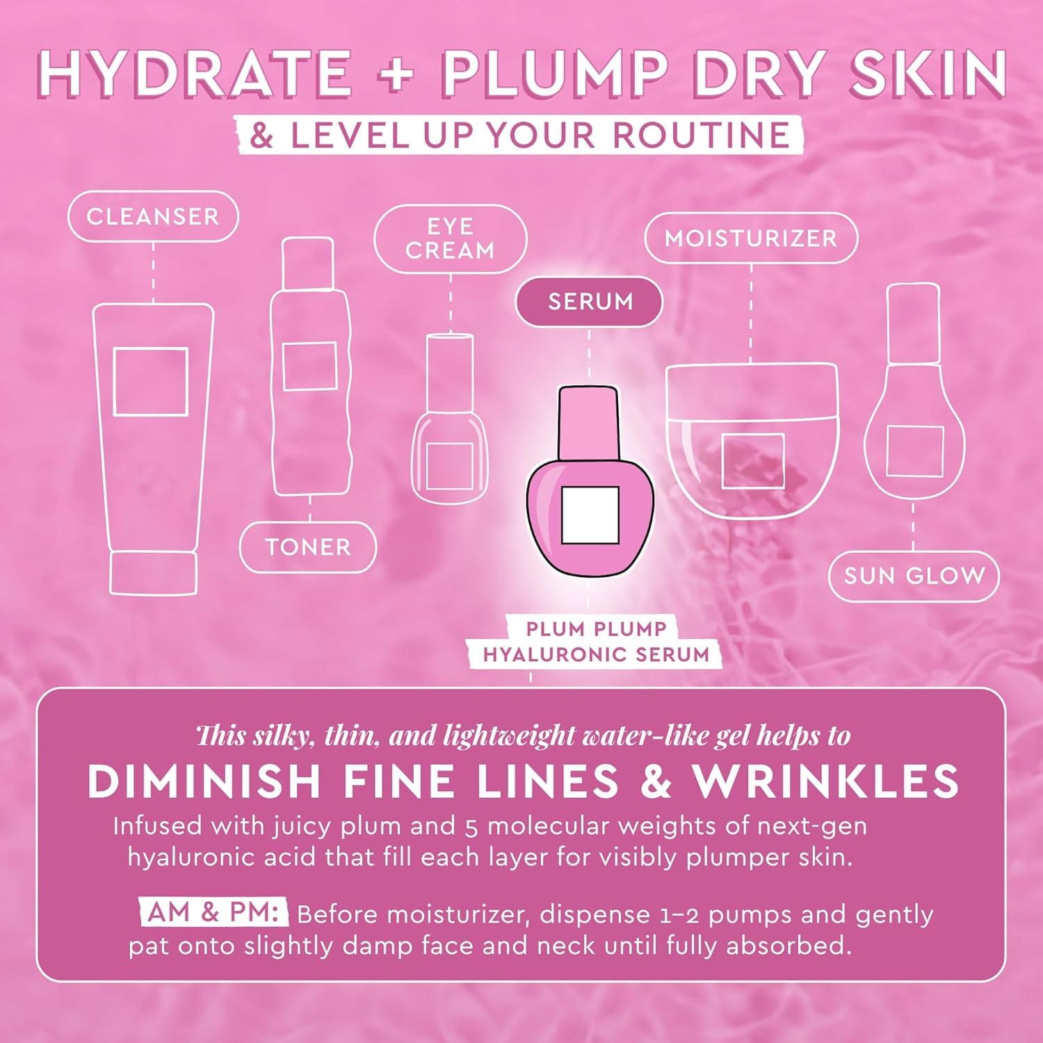 Glo Recip Plu Plumpin Hydratin Hyaluroni Aci Korea Ski Car Seru Antioxidan Ant Agin Fac Seru Vitami B fo Lastin Ski Barrie Repai Firmin Line Wrinkle Vegan 30ml