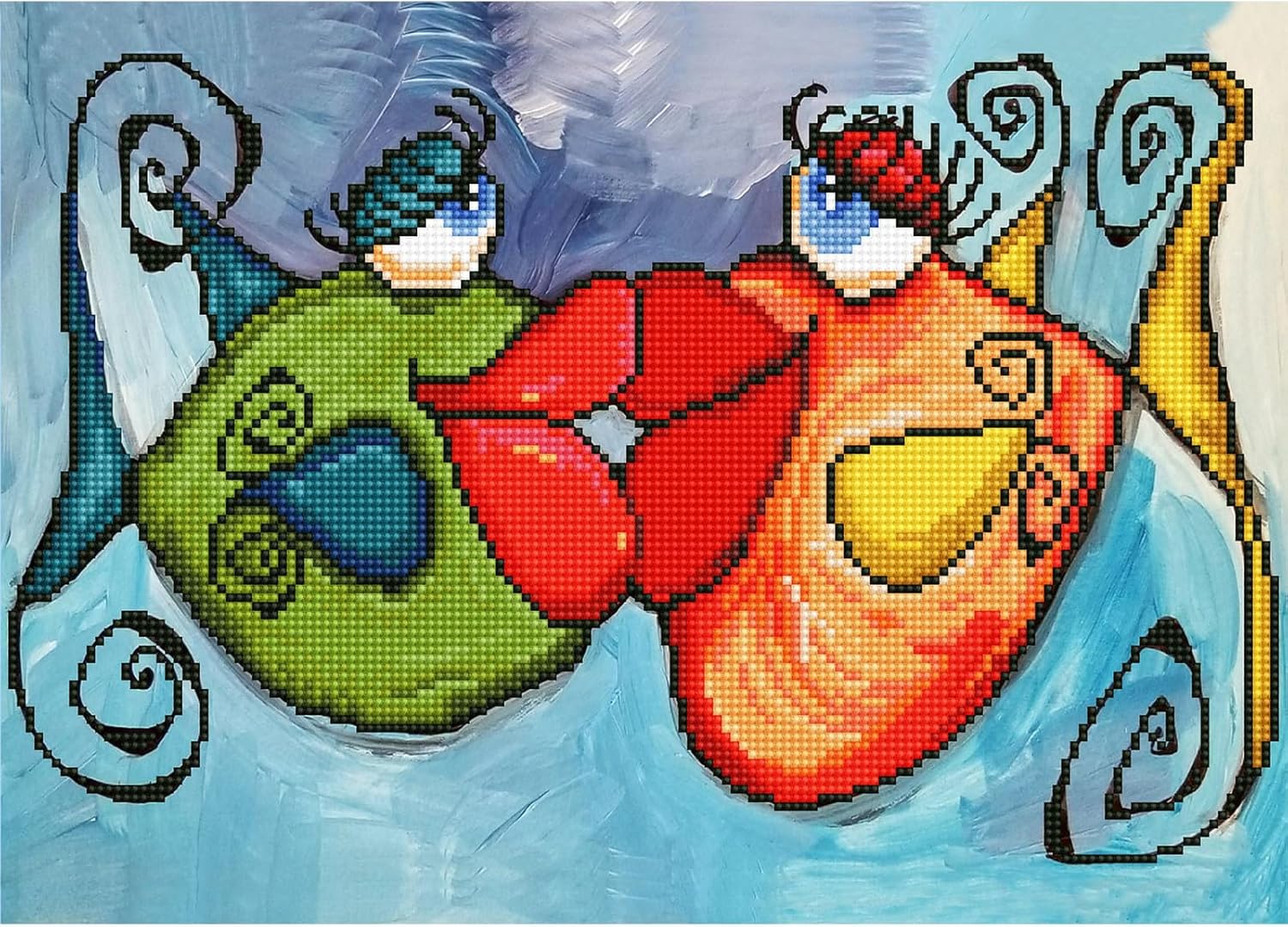 DIAMON DOT Fish Kiss Fis Diamon Paintin Kit fo Adult Diamon Ar Kit Relaxin Creativ Craf Ki wit Dot Gem 11.8inchx16.5inch