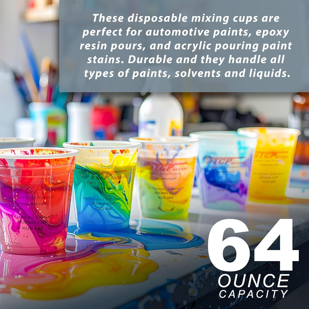 Custo Sho Pain Mixin Cups 64-Ounc (1 Pack Plasti Measurin Cup fo Liquids Automotiv Painting Epox Resin Acryli Arts Crafts Disposabl o Reusable Graduated Mixin Ratios