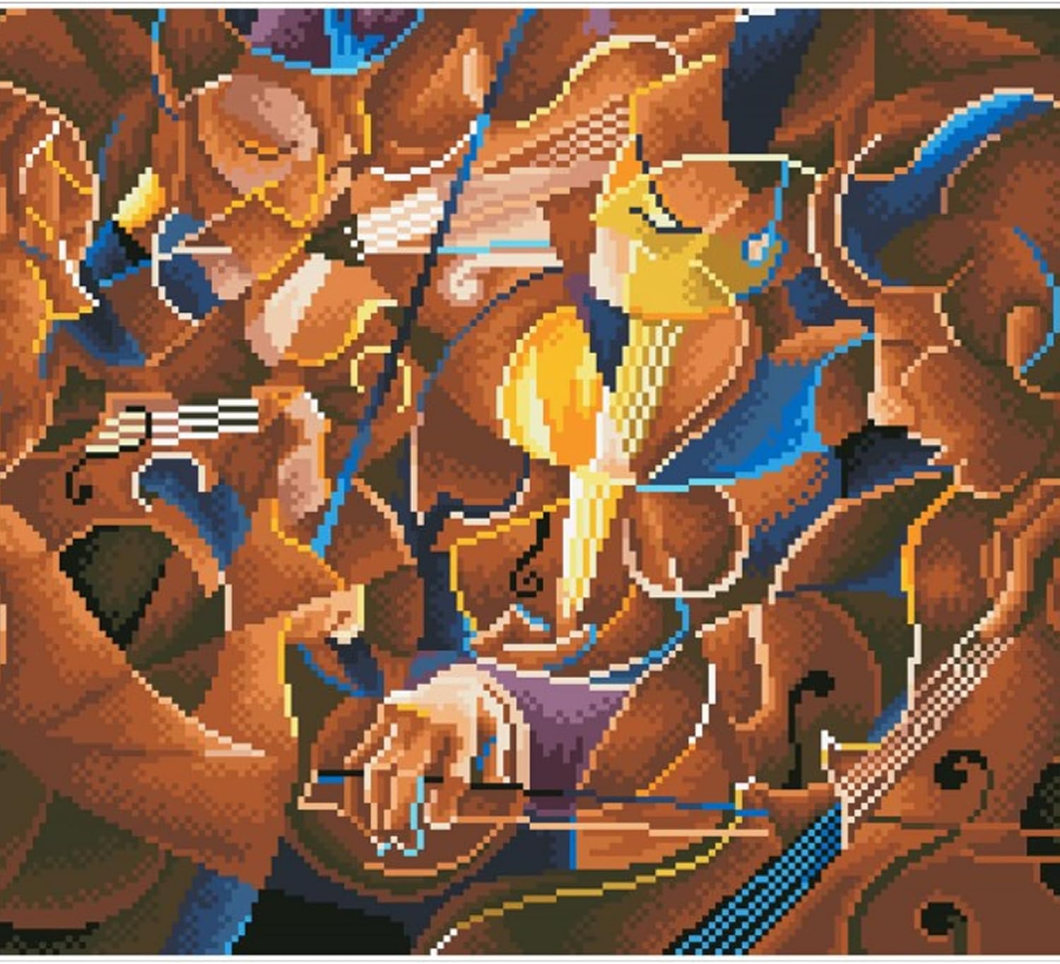DIAMON DOT Musica Ja Symphon Diamon Paintin Kit fo Adult Diamon Ar Kit Relaxin Creativ Craf Ki wit Dot Gem 22inchx16inch
