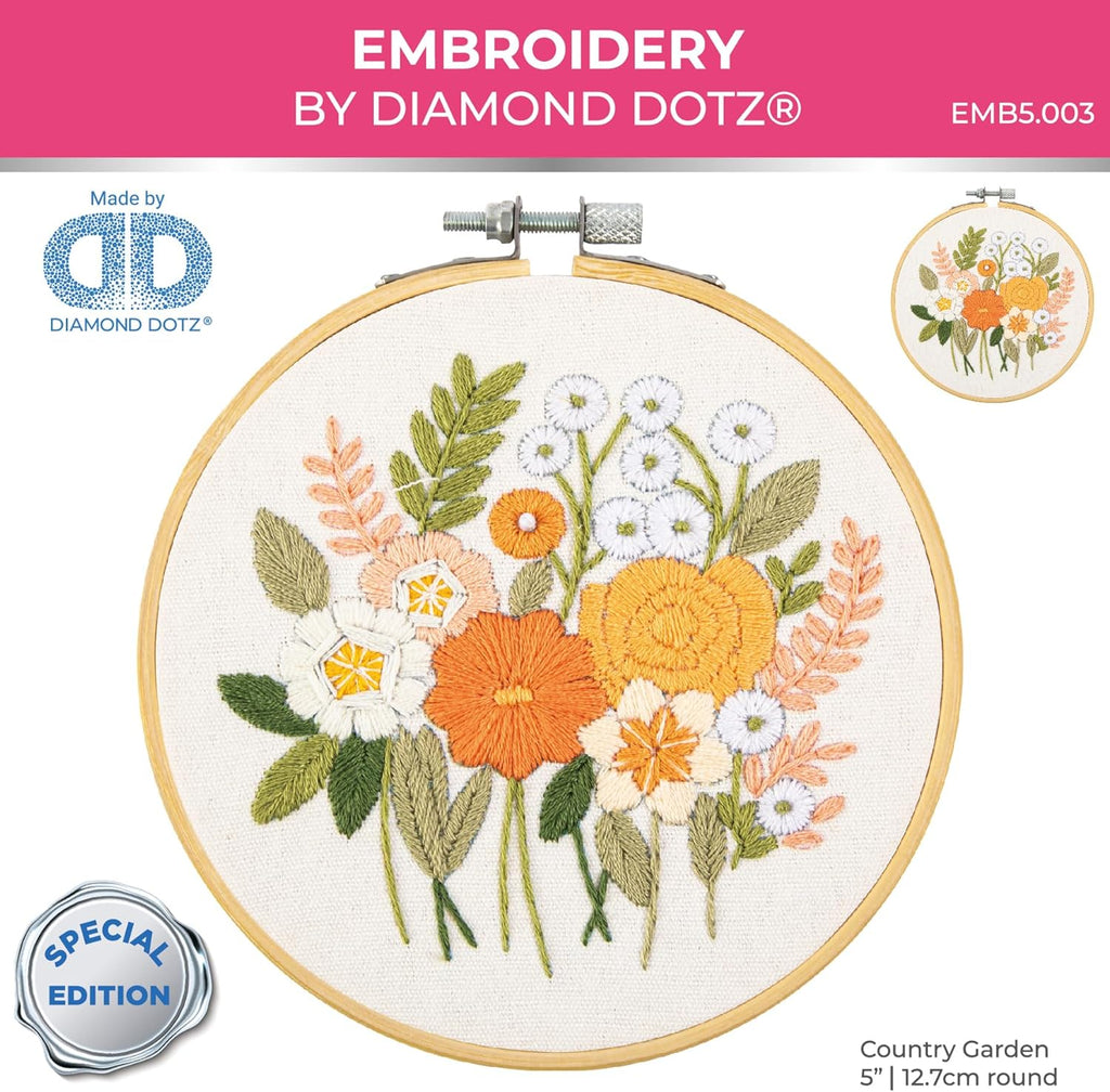 DIAMON DOT Kit Embroider Countr Garden Stunnin Embroider Ki Perfec fo Beginner an Adults Easy-to-Follo Instructions Vibran Threads an Timeles Beauty