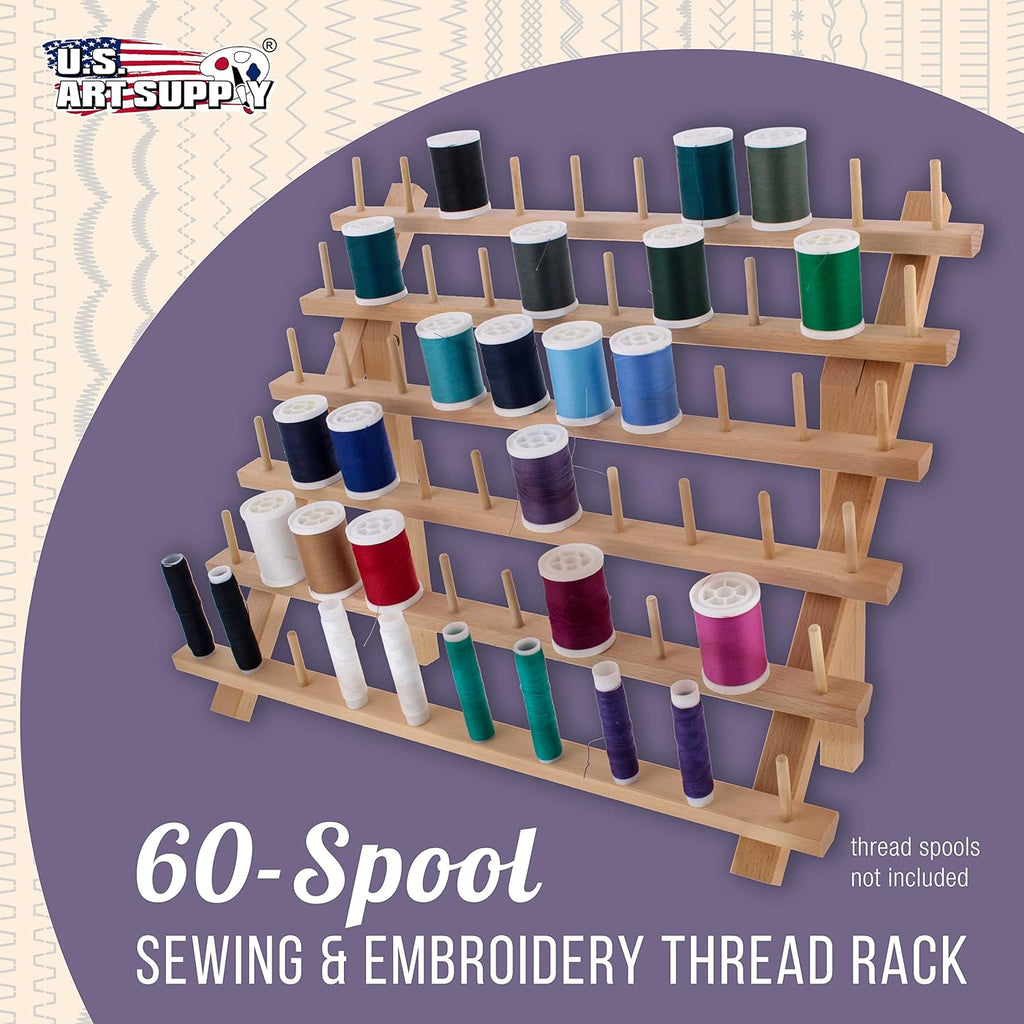 U Ar Suppl Premiu 60-Spoo Threa Holder Woode Sewin Embroider Threa Storag Organizer