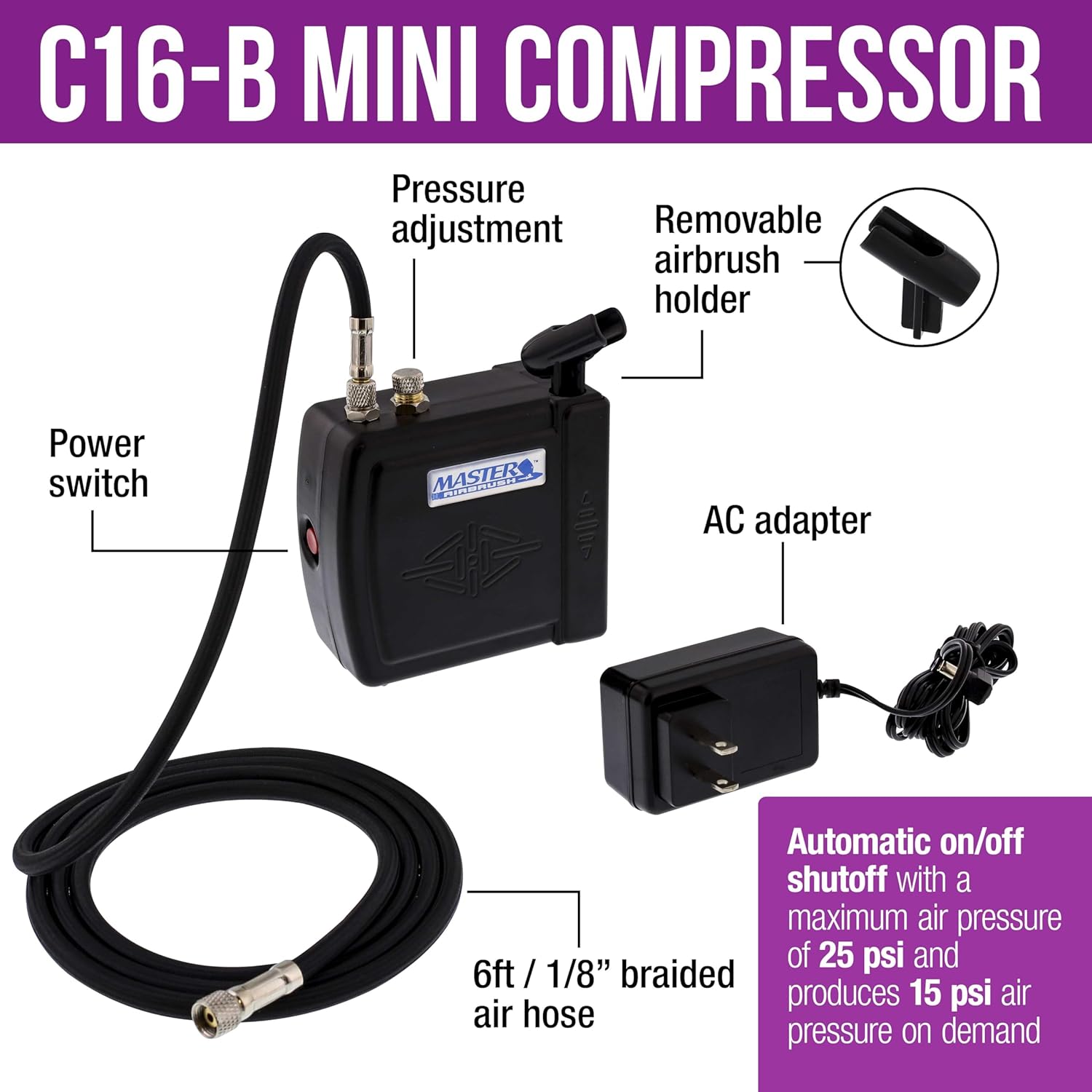Maste Airbrus Cak Decoratin Airbrus Ki wit Compressor 1 Colo Chefmaste Foo Colorin Set Gravit Fee Dual-Actio Ai Brus How-t Manua Cak Airbrus Ki fo Cupcakes Cookies