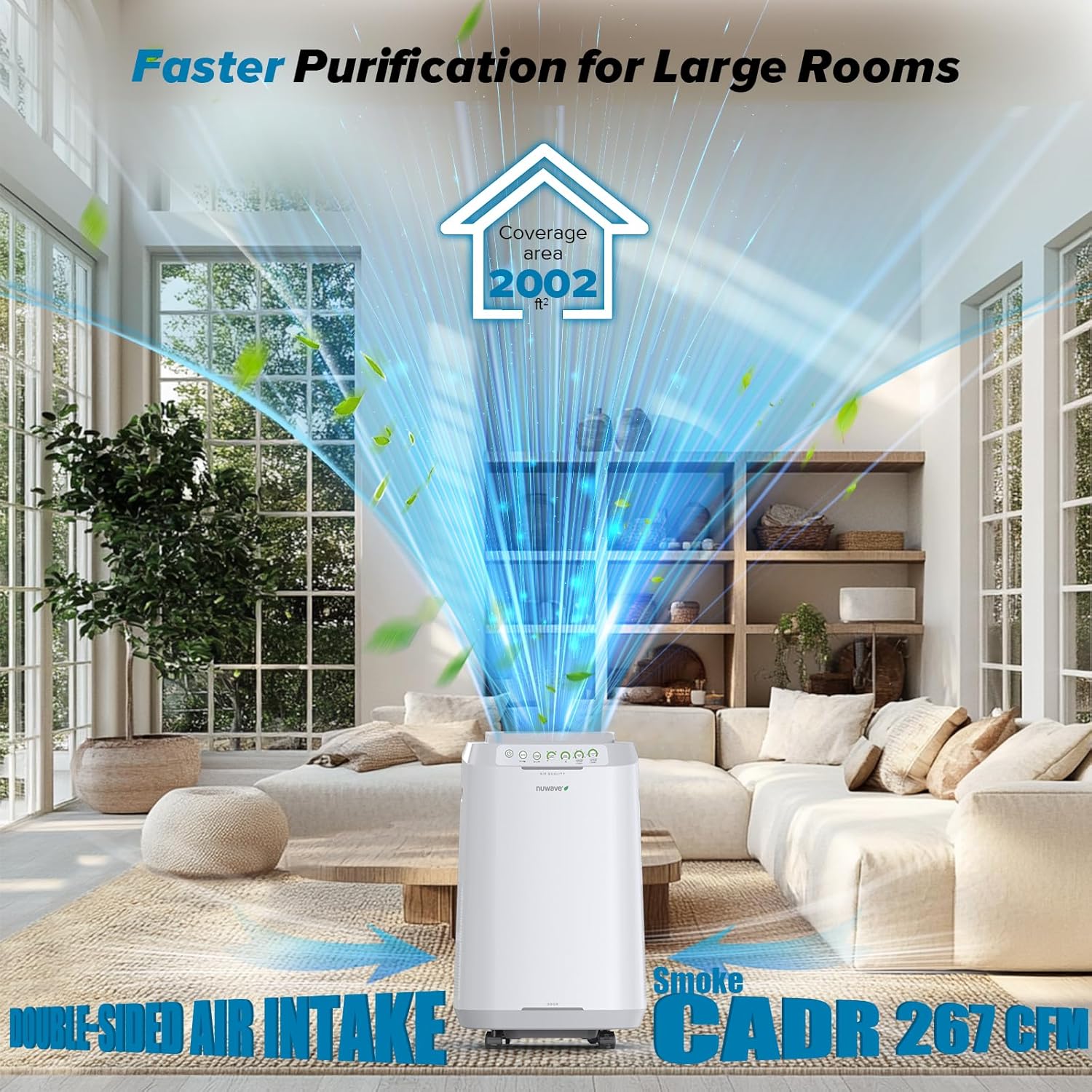 Foreve Smar Ai Purifie fo Home Neve Replac Ai Filte System Patente 7-Stag Filtration Clean Larg Roo u t 2,00 S Ft Adjustabl Flo Panel Washabl Reusabl Filters