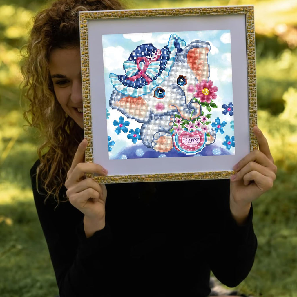 DIAMON DOT Hop Elephan Diamon Paintin Kit fo Adult Diamon Ar Kit Relaxin Creativ Craf Ki wit Dot Gem 12inchx12inch
