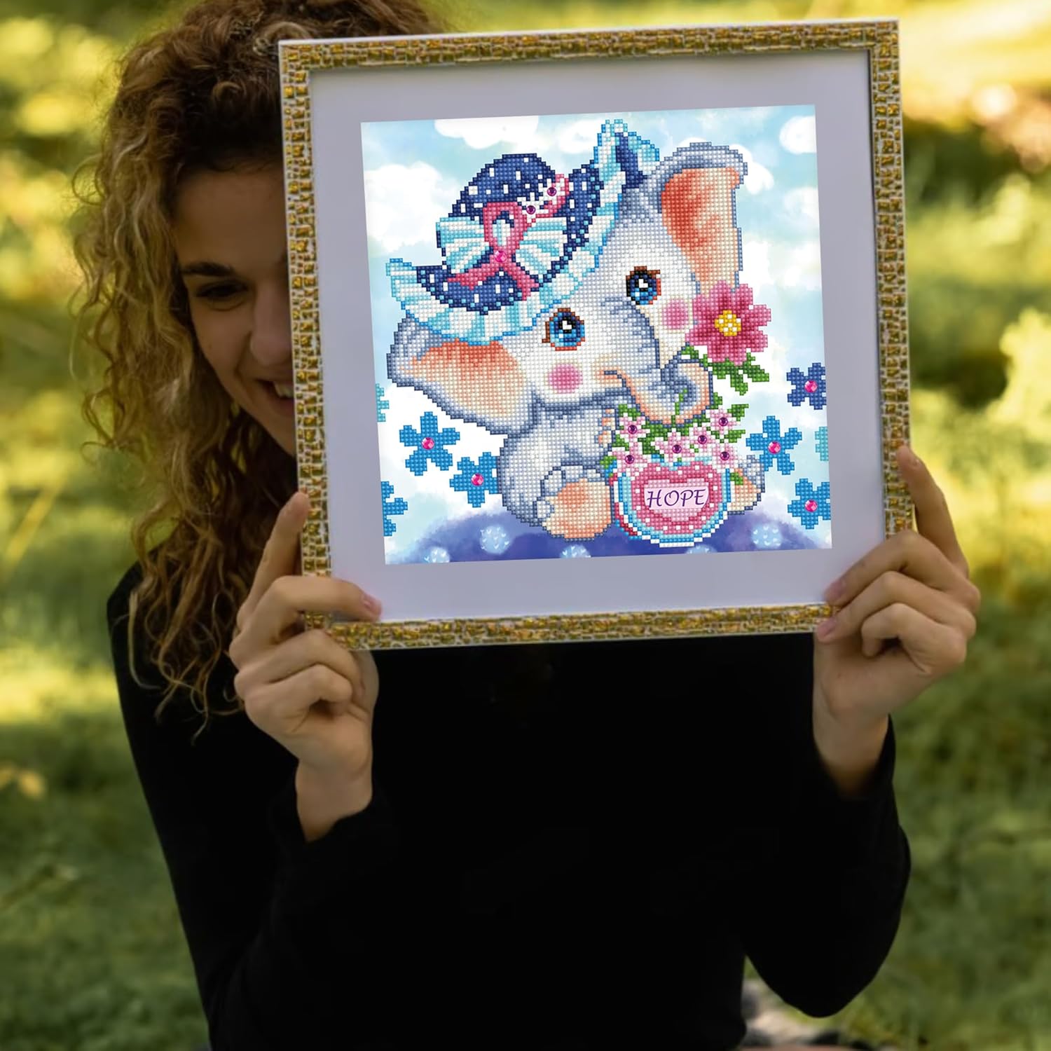 DIAMON DOT Hop Elephan Diamon Paintin Kit fo Adult Diamon Ar Kit Relaxin Creativ Craf Ki wit Dot Gem 12inchx12inch