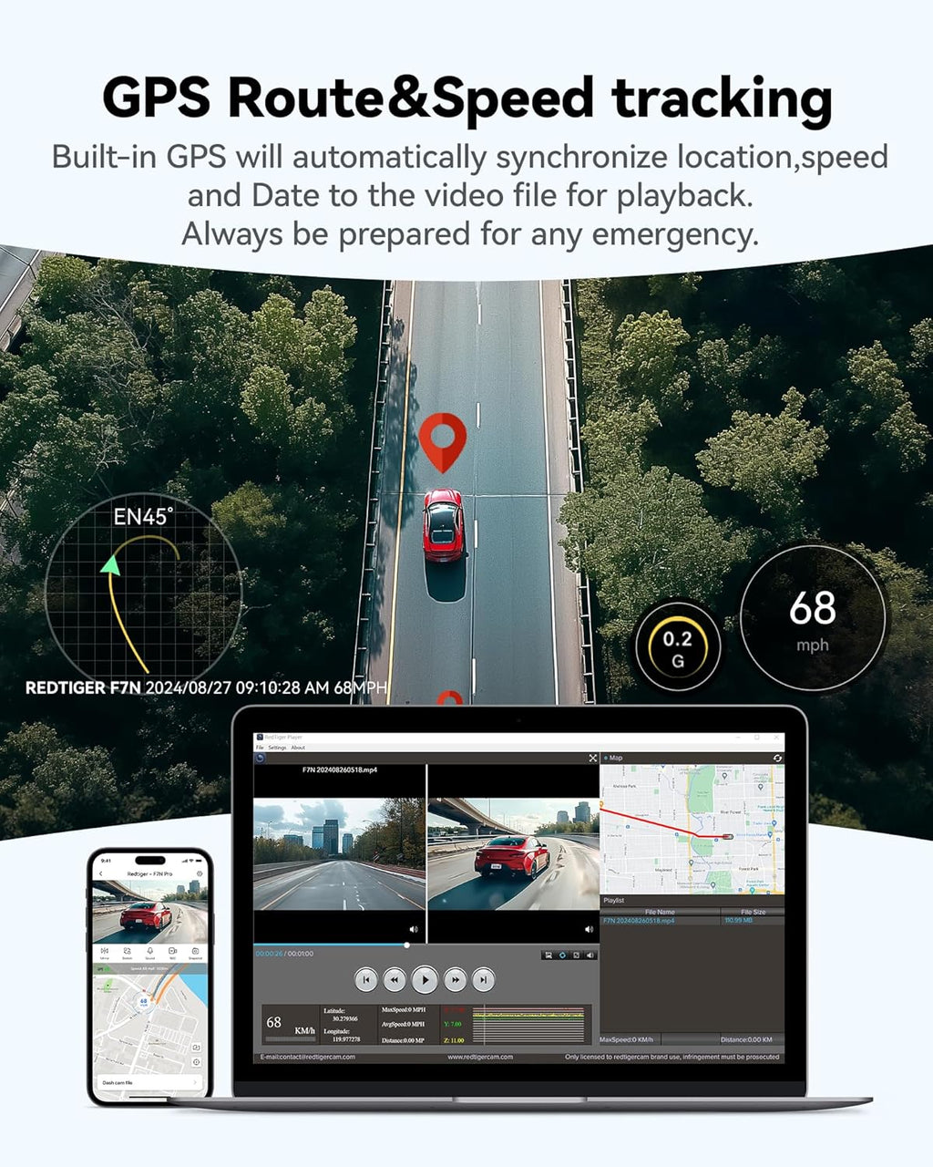 REDTIGE 4 Das Ca Fron an Rear STARVI Sensor 64G Car Included 4K/2.5K+1080 Dua Das Camer fo Car Built-i WiF GPS 3.1 Inc IP Screen 170 Wid Angle Parkin Monito (F7 Pro)