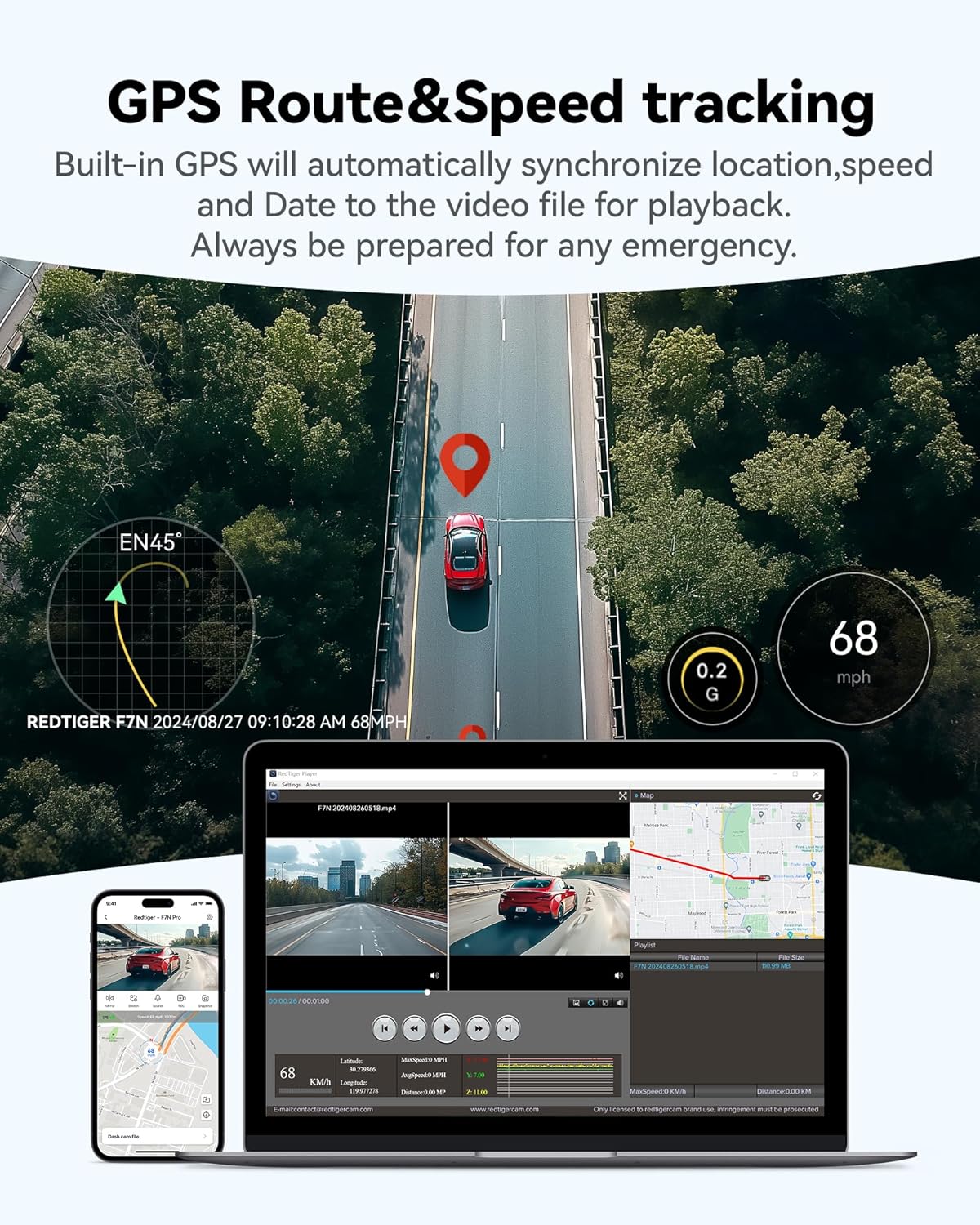 REDTIGE 4 Das Ca Fron an Rear STARVI Sensor 64G Car Included 4K/2.5K+1080 Dua Das Camer fo Car Built-i WiF GPS 3.1 Inc IP Screen 170 Wid Angle Parkin Monito (F7 Pro)