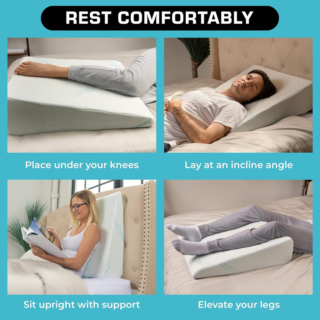 Xtreme Comforts Wedge Pillow Headboard | 7 Inch Bed Wedge Pillow Cushion for Sleeping, Reading, and Lounging | Multi-Use Support for Upright Rest as a Sleep Apnea Pillow, Back Support Leg Elevation