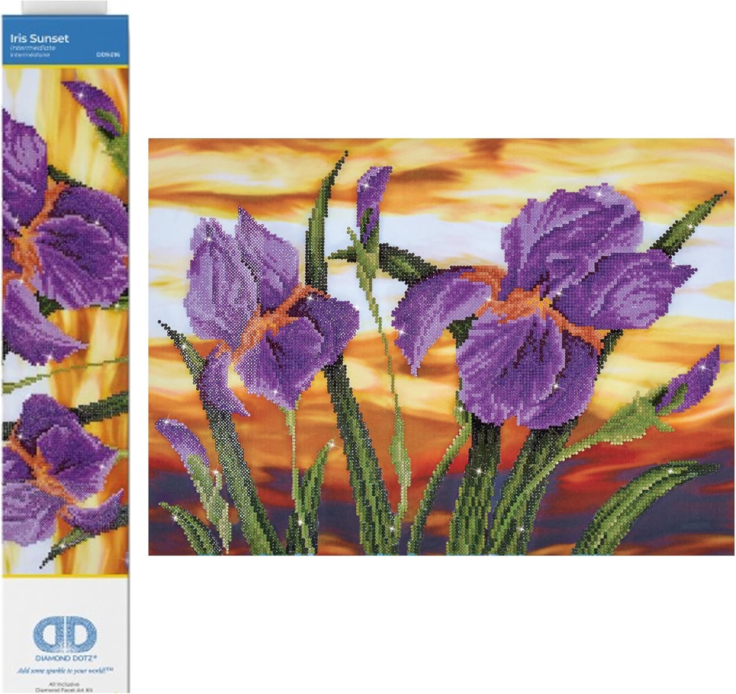 DIAMON DOT Iri Sunse Flower Diamon Paintin Kit fo Adult Diamon Ar Kit Relaxin Creativ Craf Ki wit Dot Gem 14.6inchx20.5inch