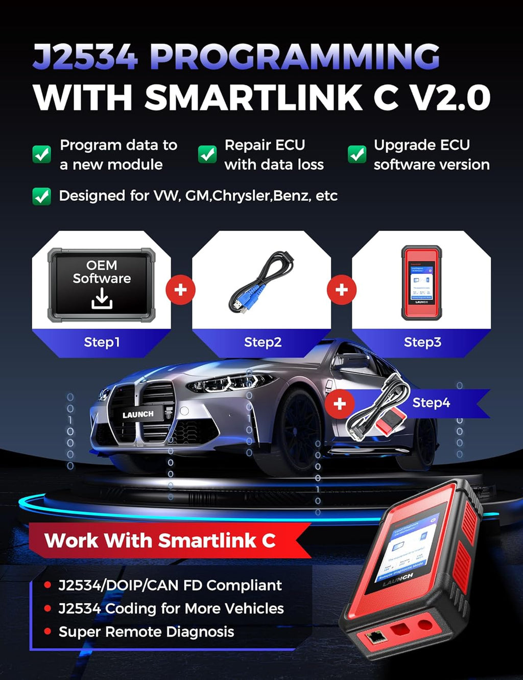 Launc X43 PRO V Elite 202 Smartlink 2. Bidirectiona Sca Too wit J2534 H Truck Scan 10. inch Topolog Map 60+Service Onlin Codin Scanner CANFD/DoIP/D-PDU FCA Yr Update