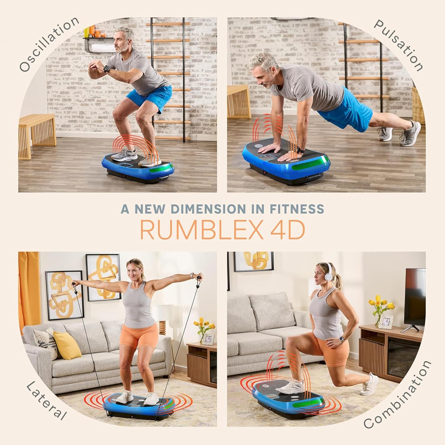 Lifepro Rumblex 4D Vibration Plate Exercise Machine with Triple Motor Oscillation, Linear, and Pulsation ¨C Advanced 4D Vibration Technology for Whole Body Fitness, Weight Loss and Recovery at Home