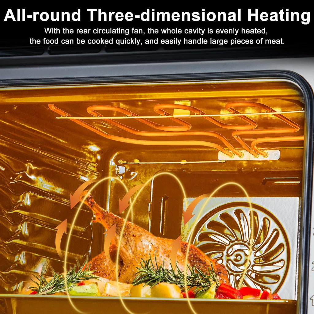 GarveeHom Singl Wal Ove 2 i Built-i Electri Oven wit Functions,Double-Laye Glas Door 3000W 240V 2.5Cu. Convectio Wal Ove i Stainles Stee fo Efficien Kitchen
