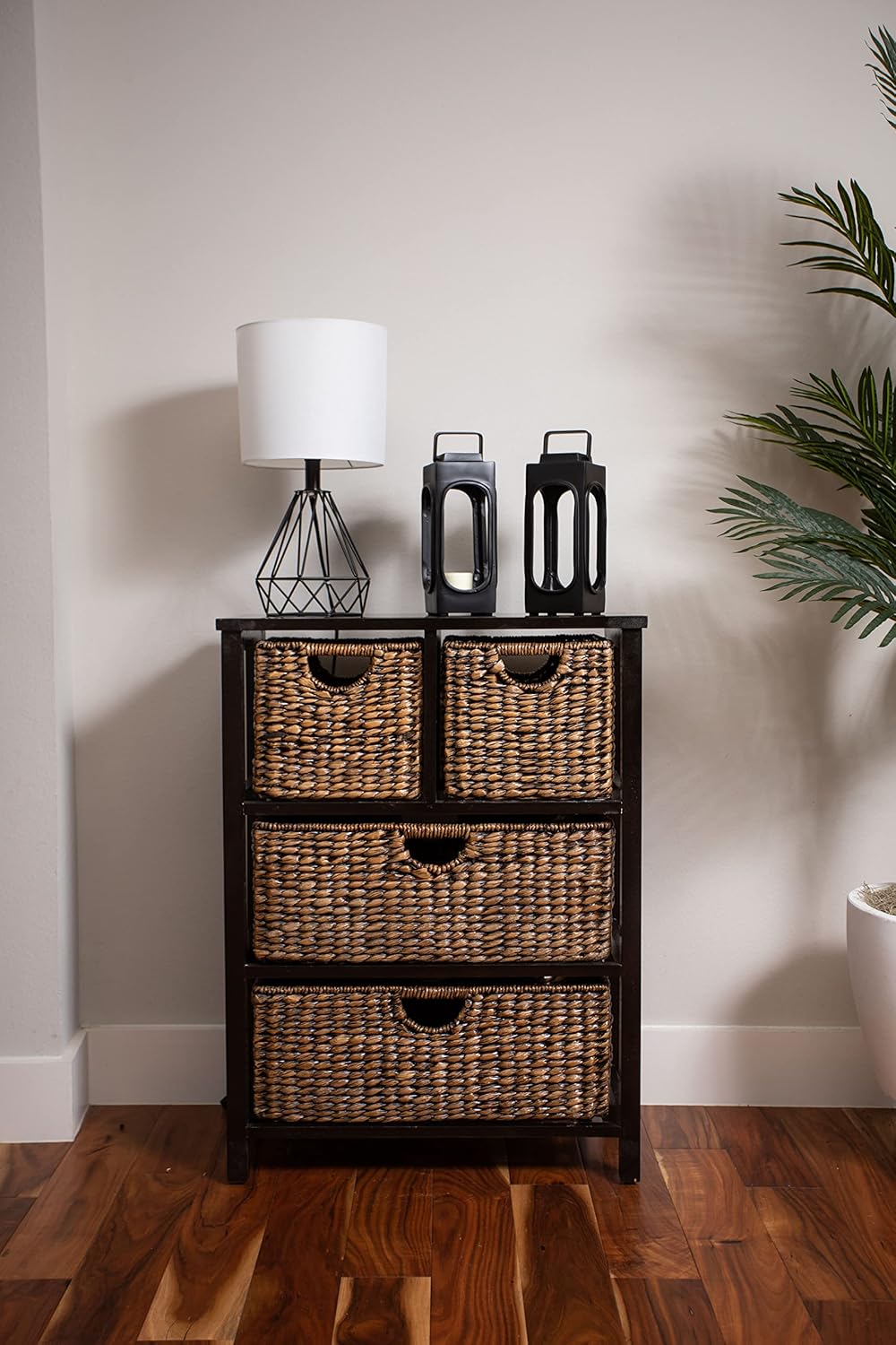 BIRDROC HOM Seagras Cubb Dresse  Drawe Bin Decorativ Woo Storag Cubbie Shel Organize Industria Furnitur Ches Baske Espresso