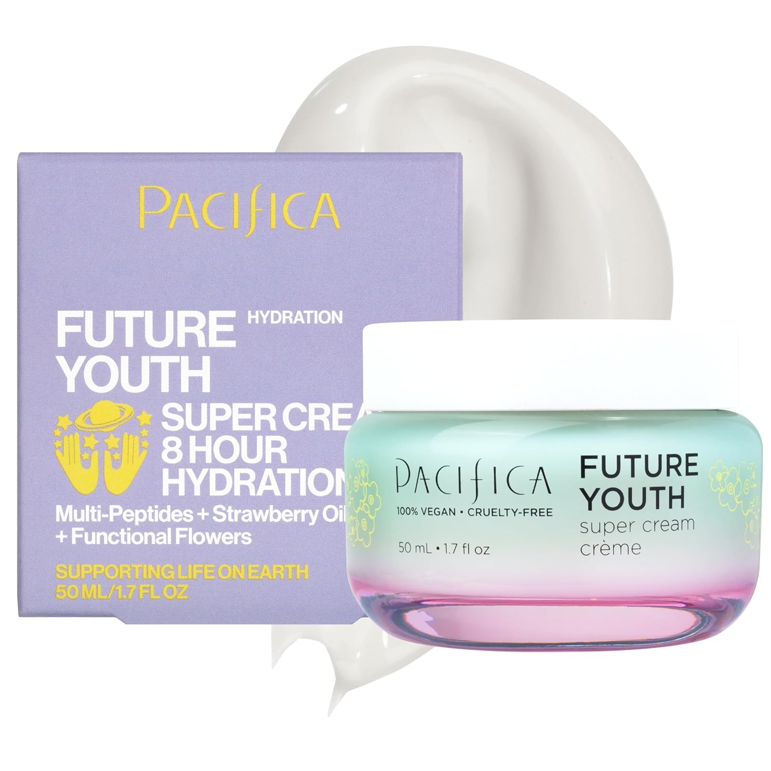 Pacifica Future Youth Super Cream ¨C Daily Anti-Aging Moisturizer for All Skin Types, Lightweight Hydration with Advanced Peptides & Antioxidants, Improves Firmness & Elasticity, Vegan & Clean Beauty