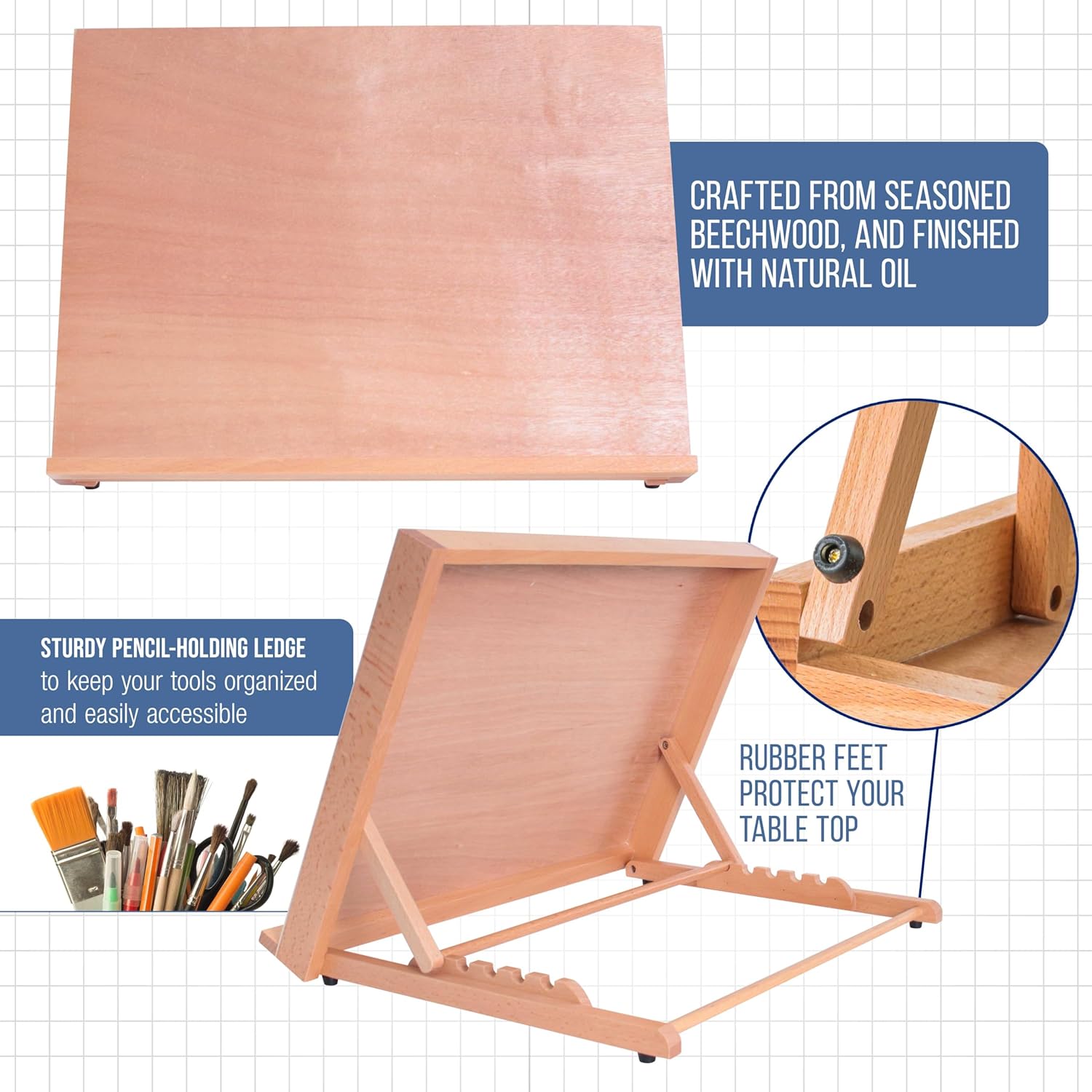 U.S Ar Suppl Larg 18-1/2inc 14-1/8inc (A3 Woode Drawin Board Adjustabl Tabl To Ease fo Paintin an Drawin Draftin Boar wit Angles Penci Ledge