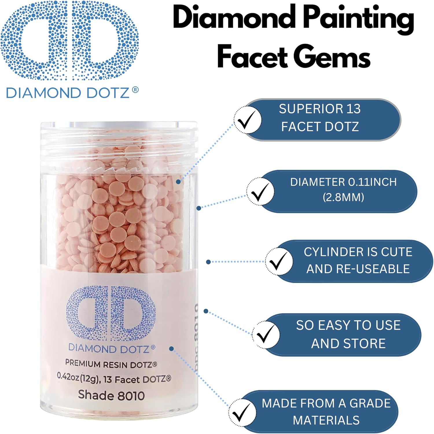 Diamon Dot 2.8M 12 Singl Cylinde ( Pack Ligh Blus Freestyl Diamon Paintin Beads Diamon Ar Beads Replacemen Drills Loos Gem fo DI Craft an Ar Projects