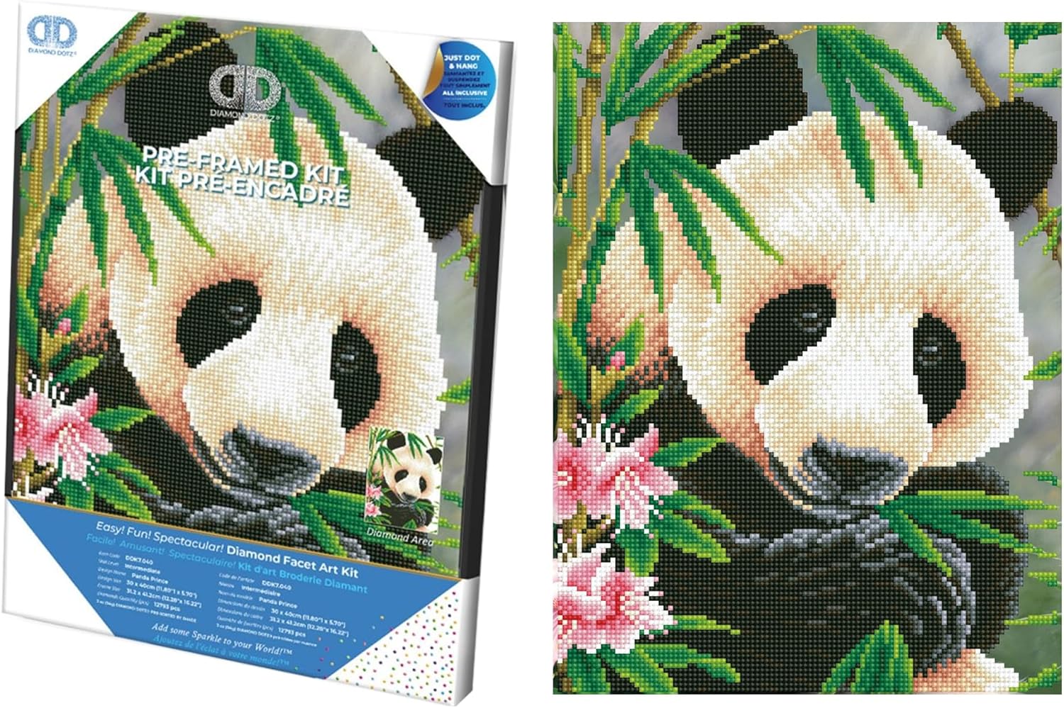 DIAMON DOT Pand Princ wit Fram Bea Diamon Paintin Kit fo Adult Diamon Ar Kit Relaxin Creativ Craf Ki wit Dot Gem 11.8inchx16inch