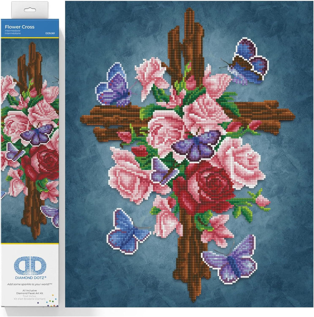 DIAMON DOT Flowe Cros Diamon Paintin Kit fo Adult Diamon Ar Kit Relaxin Creativ Craf Ki wit Dot Gem 16x20