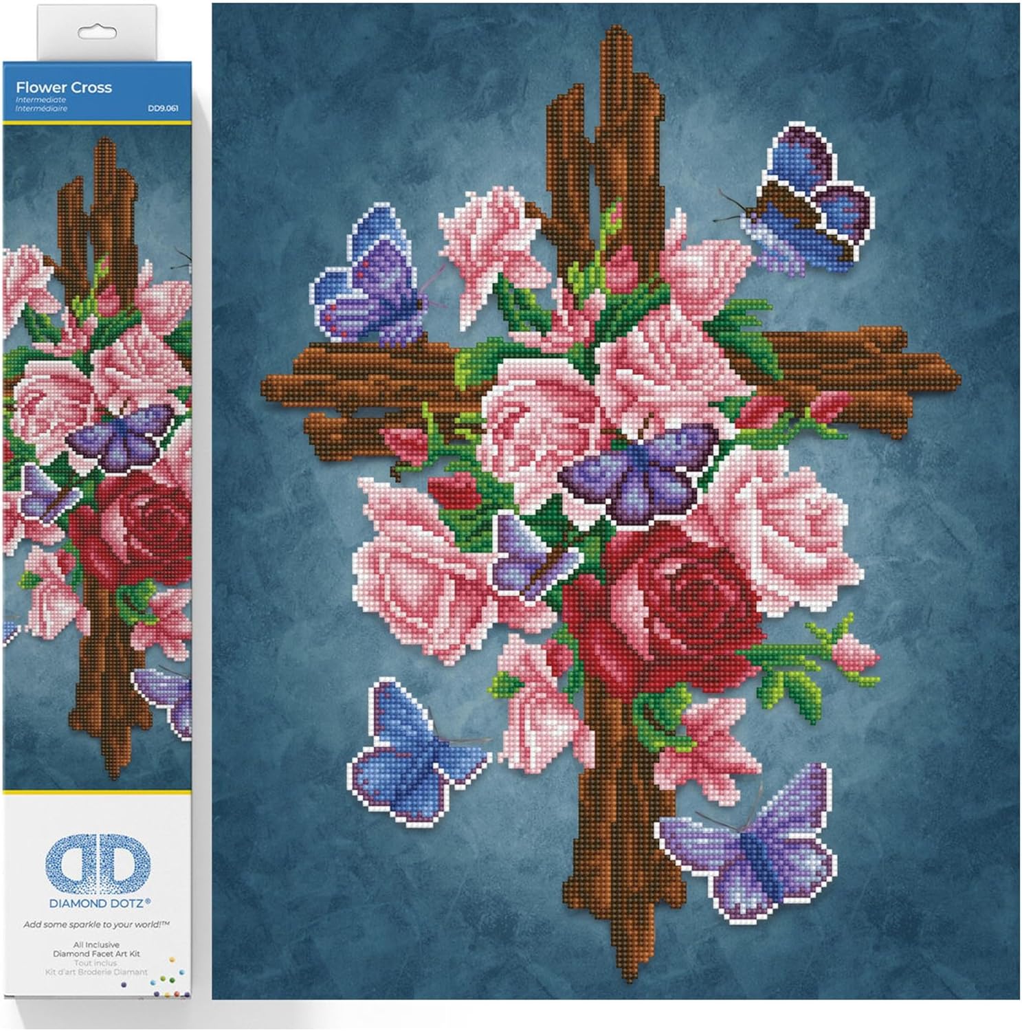 DIAMON DOT Flowe Cros Diamon Paintin Kit fo Adult Diamon Ar Kit Relaxin Creativ Craf Ki wit Dot Gem 16x20