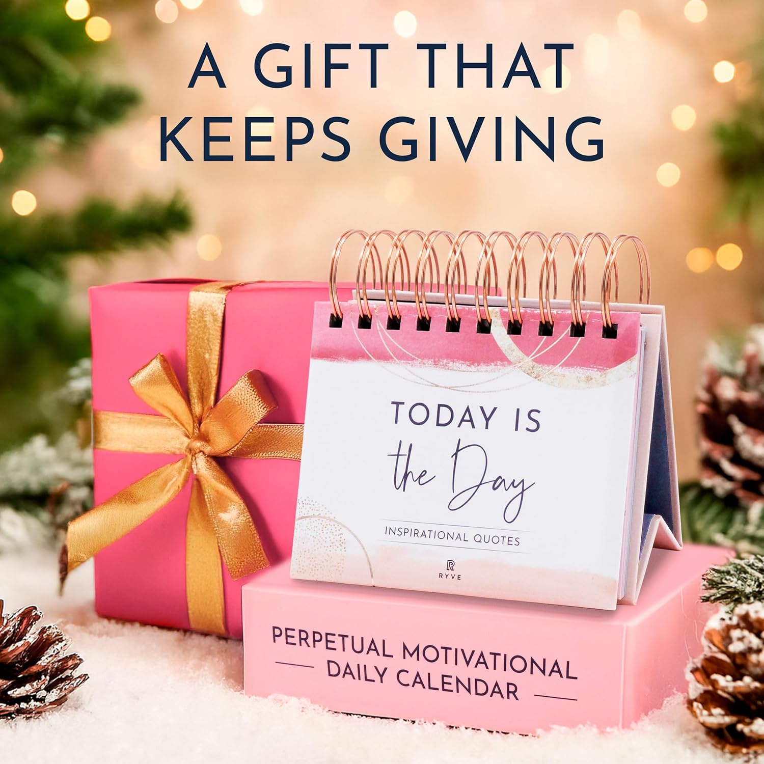 RYVE Motivational Calendar - Daily Flip Calendar with Inspirational Quotes - Motivational Gifts and Inspirational Gifts for Women, Desk Decor, Office Decor for Women and Office Desk Accessories