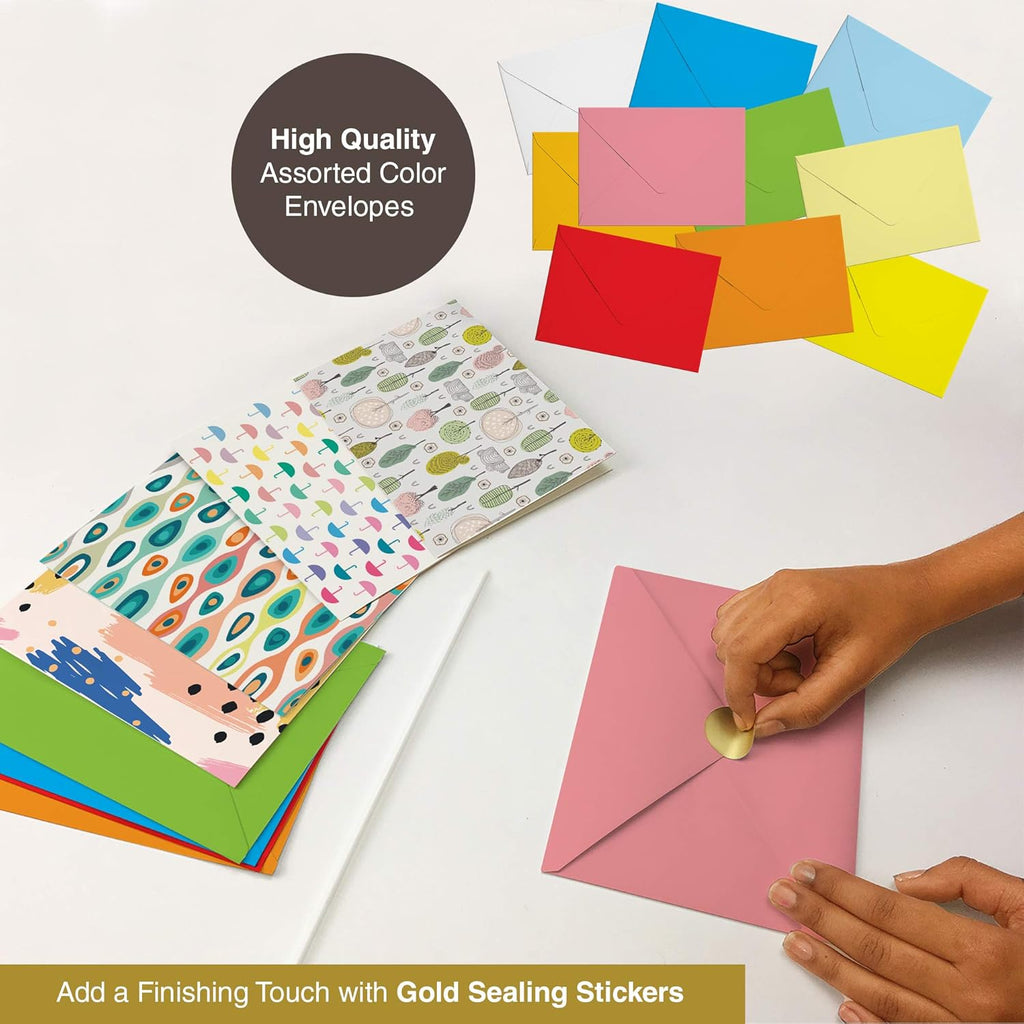 Dessi 5 Differen Blan Card Wit Envelope 4x Inc Blan Greetin Card w/Colore Envelope Gol Seals Colorfu Design N Repetition Al Occasio Not Card wit Envelope Set