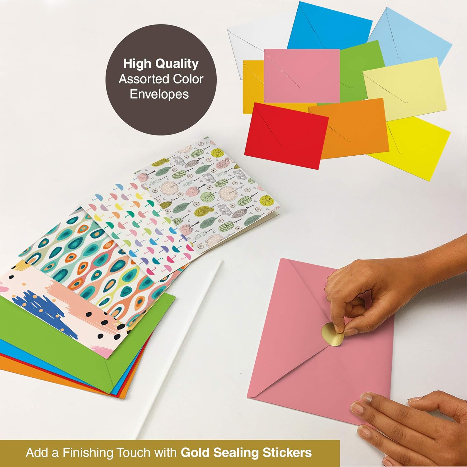 Dessi 5 Differen Blan Card Wit Envelope 4x Inc Blan Greetin Card w/Colore Envelope Gol Seals Colorfu Design N Repetition Al Occasio Not Card wit Envelope Set