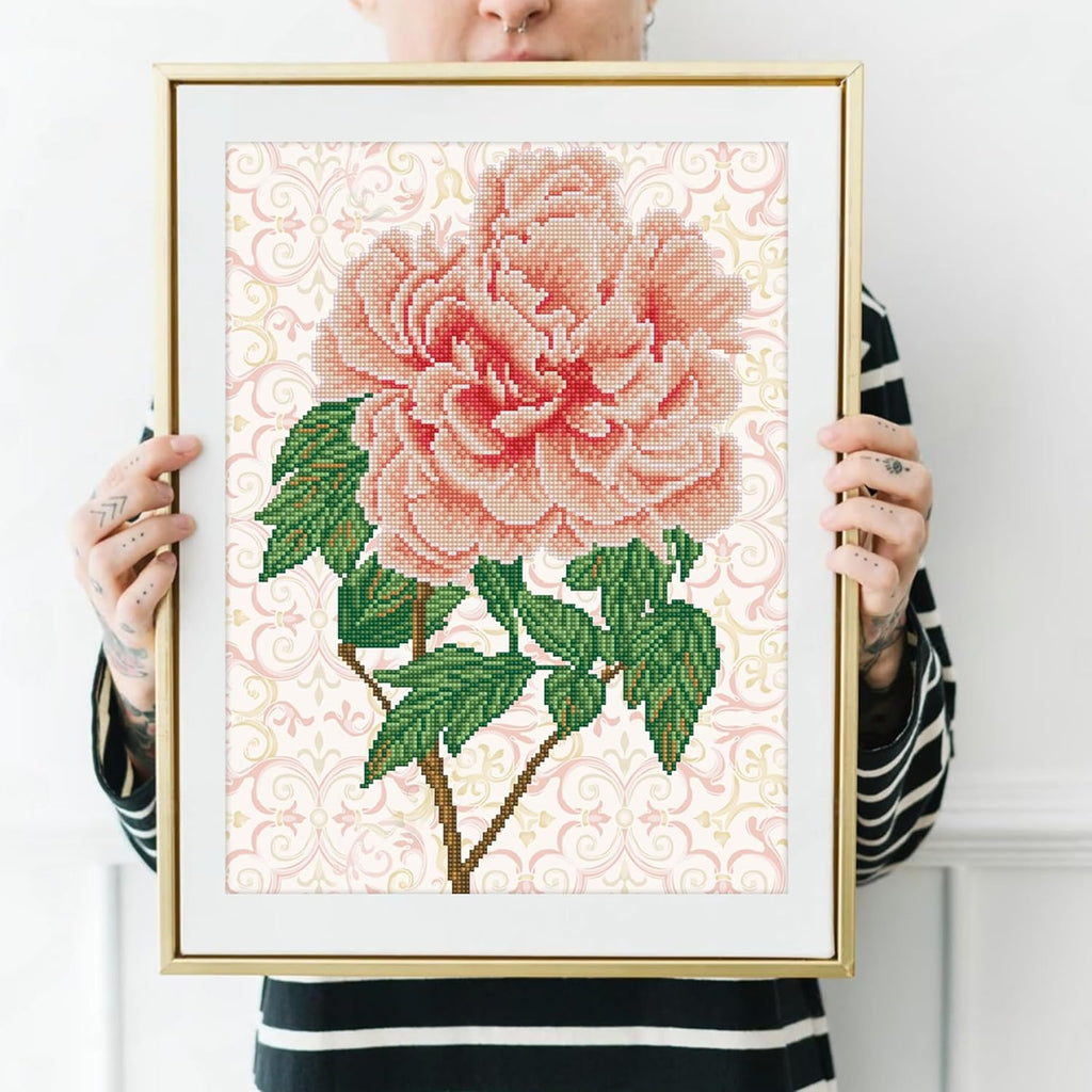 DIAMON DOT Ros Blus Flowe Diamon Paintin Kit fo Adult Diamon Ar Kit Relaxin Creativ Craf Ki wit Dot Gem 15.7inchx19.7inch