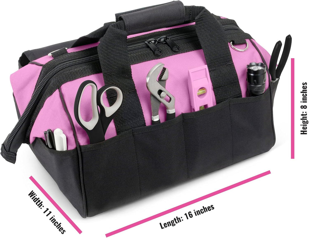 Pin Powe Pin Too Ba fo Wome -16inc Too Tot Ba w 2 Storag Pocket Women Smal ToolBa Ladie ToolBo fo Han Tools Powe Kit Mor Women Zippe Toolba Cadd Organizer