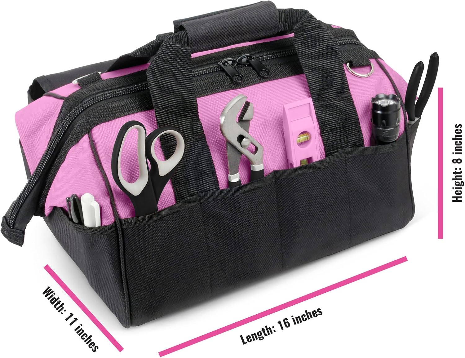 Pin Powe Pin Too Ba fo Wome -16inc Too Tot Ba w 2 Storag Pocket Women Smal ToolBa Ladie ToolBo fo Han Tools Powe Kit Mor Women Zippe Toolba Cadd Organizer